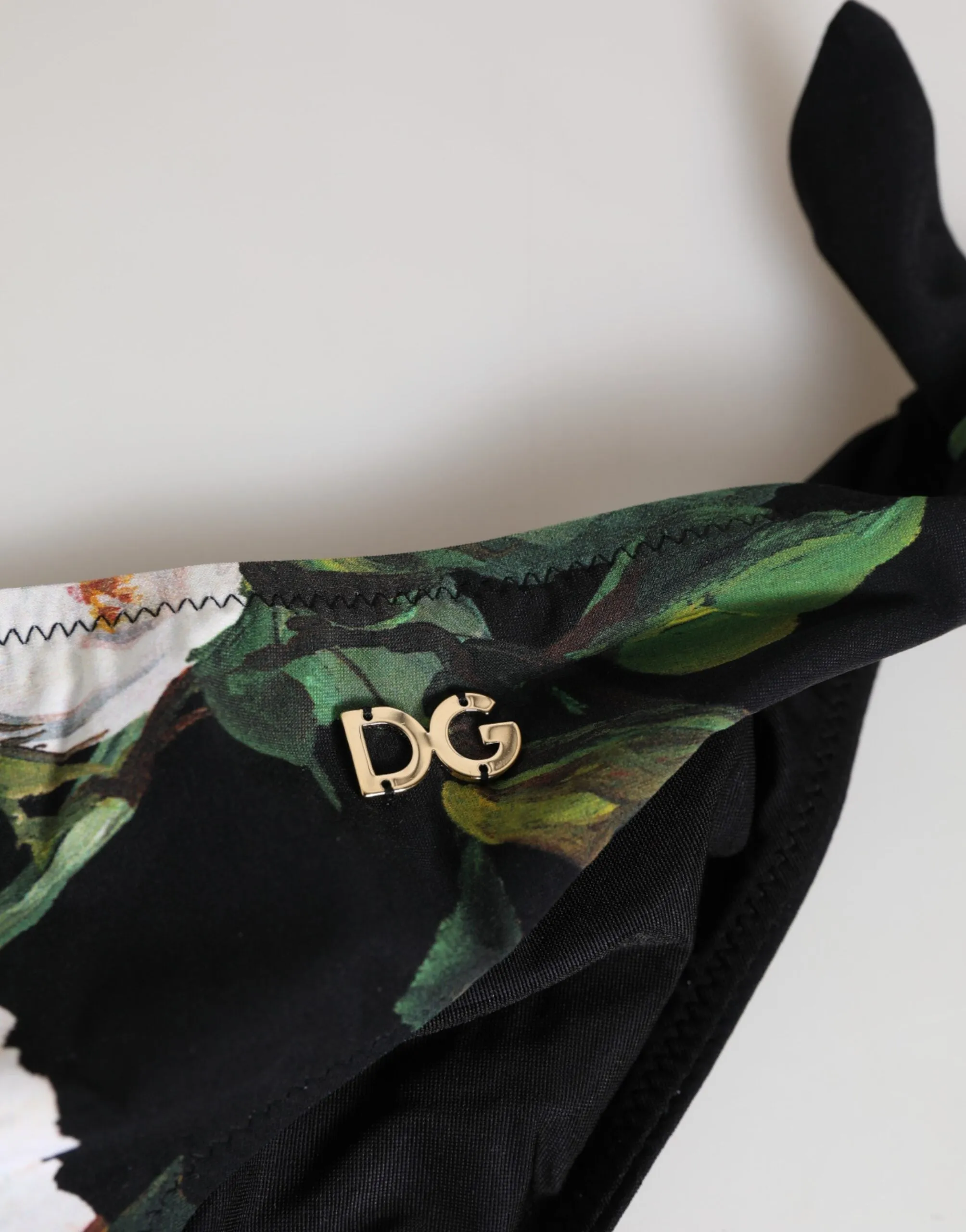 Dolce & Gabbana Black Side Tie Floral Bikini Bottom Swimwear sold by Siebentaschen product image thumbnail 3