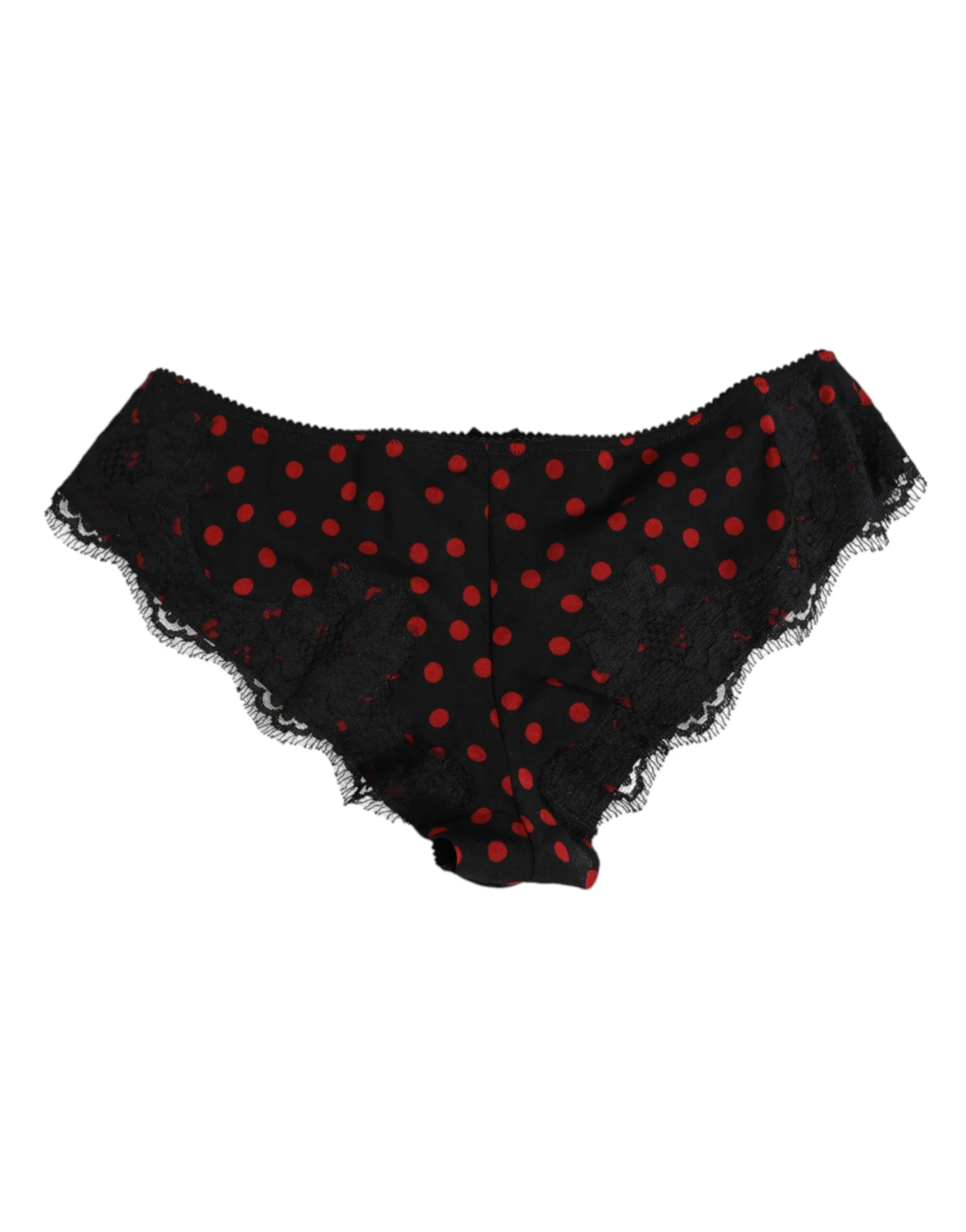 Dolce & Gabbana Black Polka Dotted Silk Low Waist Panty Underwear sold by Siebentaschen product image thumbnail 4