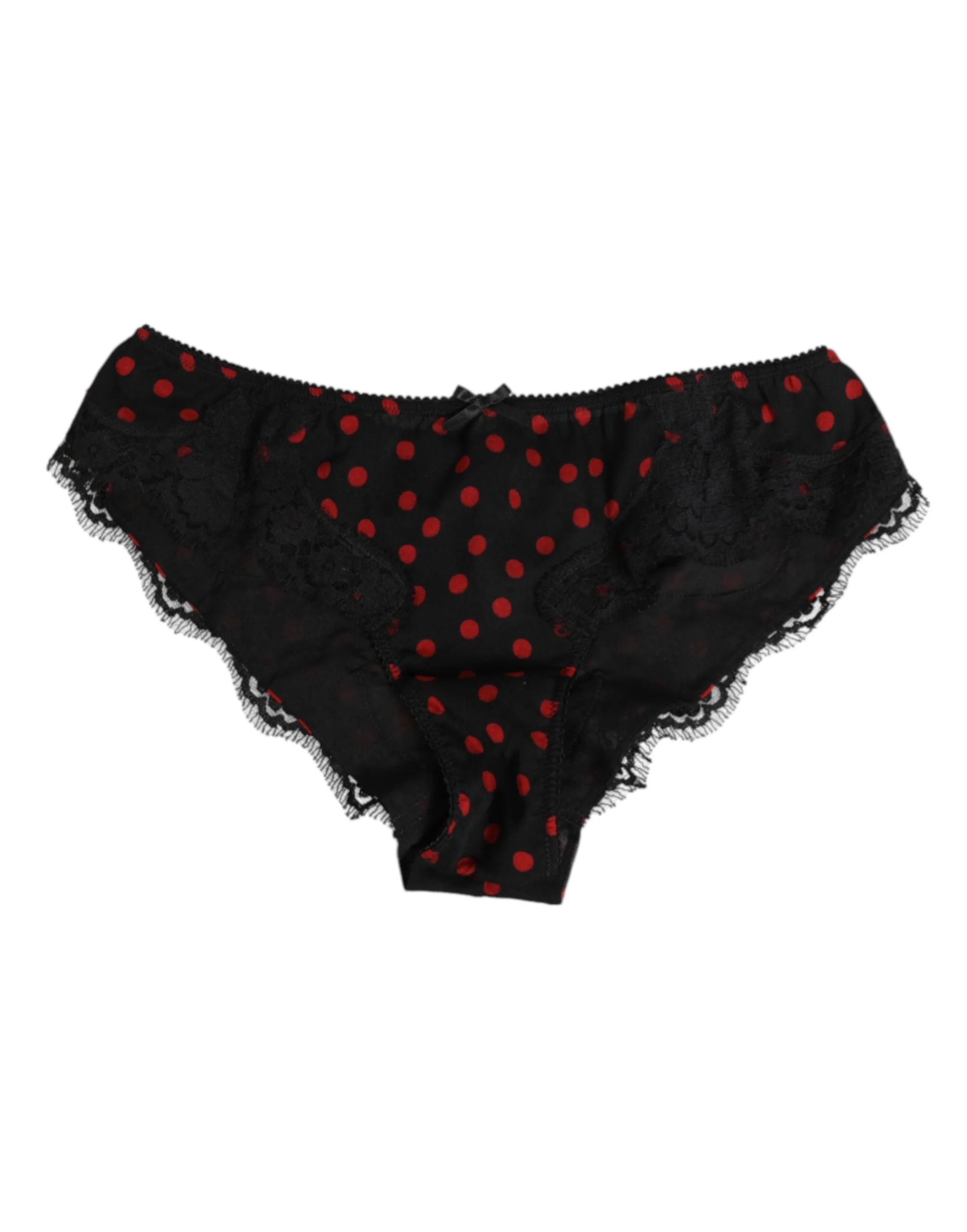 Dolce & Gabbana Black Polka Dotted Silk Low Waist Panty Underwear sold by Siebentaschen product image thumbnail 2