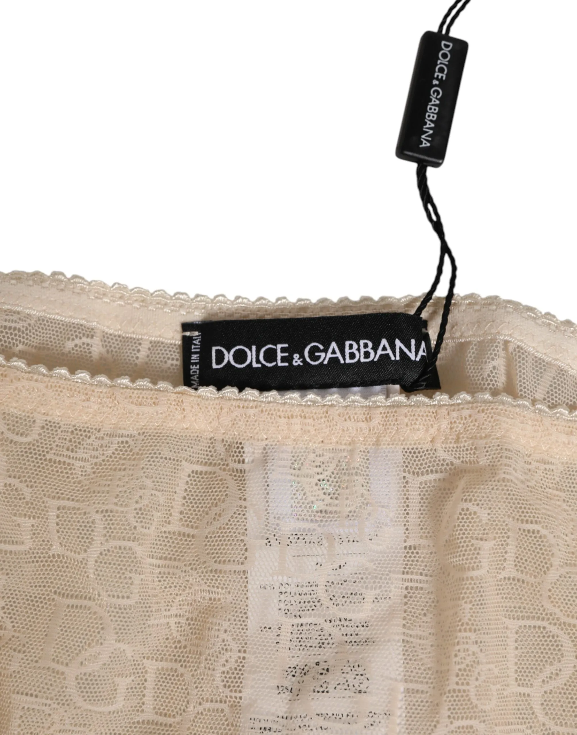 Dolce & Gabbana Beige DG Logo Lace Mid Waist Panty Underwear sold by Siebentaschen product image thumbnail 3