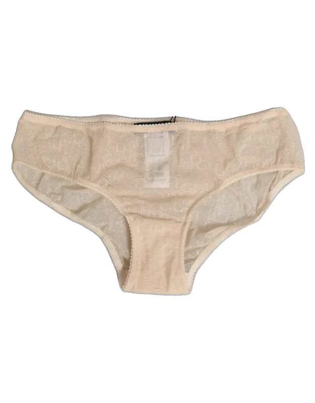 Dolce & Gabbana Beige DG Logo Lace Mid Waist Panty Underwear sold by Siebentaschen