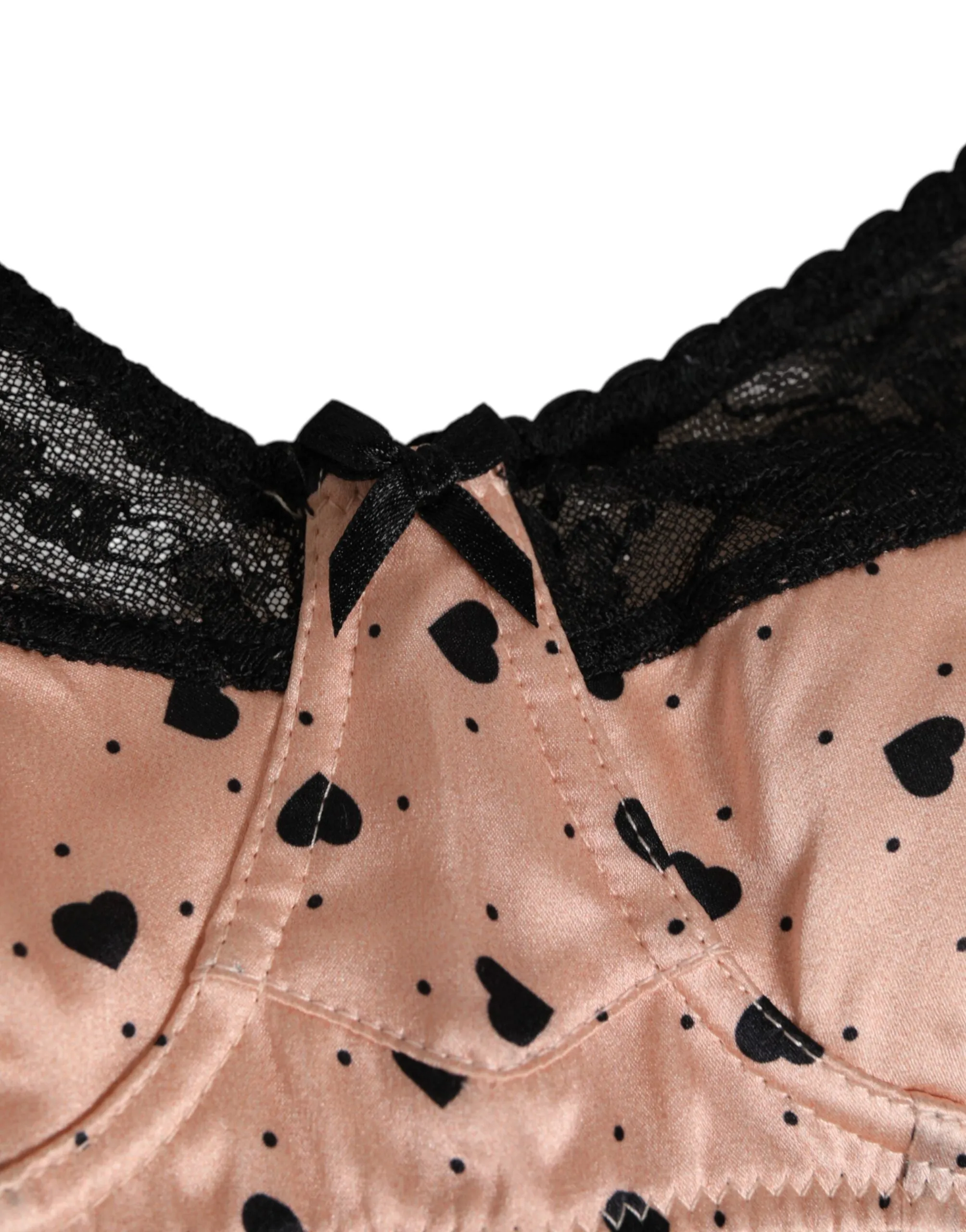 Dolce & Gabbana Beige Silk Heart Print Soft Cup Bra Underwear sold by Siebentaschen product image thumbnail 3