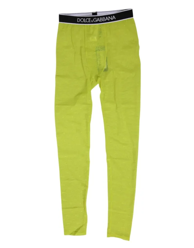 Dolce & Gabbana Neon Green Nylon Logo Lace Leggings Pants Underwear sold by Siebentaschen