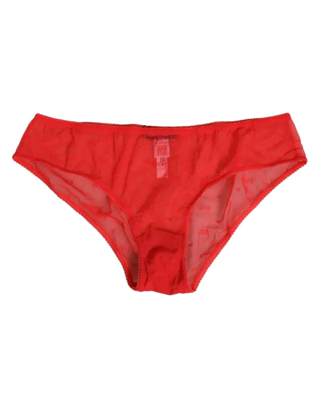 Dolce & Gabbana Red Nylon Sheer Mesh Lace Brief Panty Underwear sold by Siebentaschen