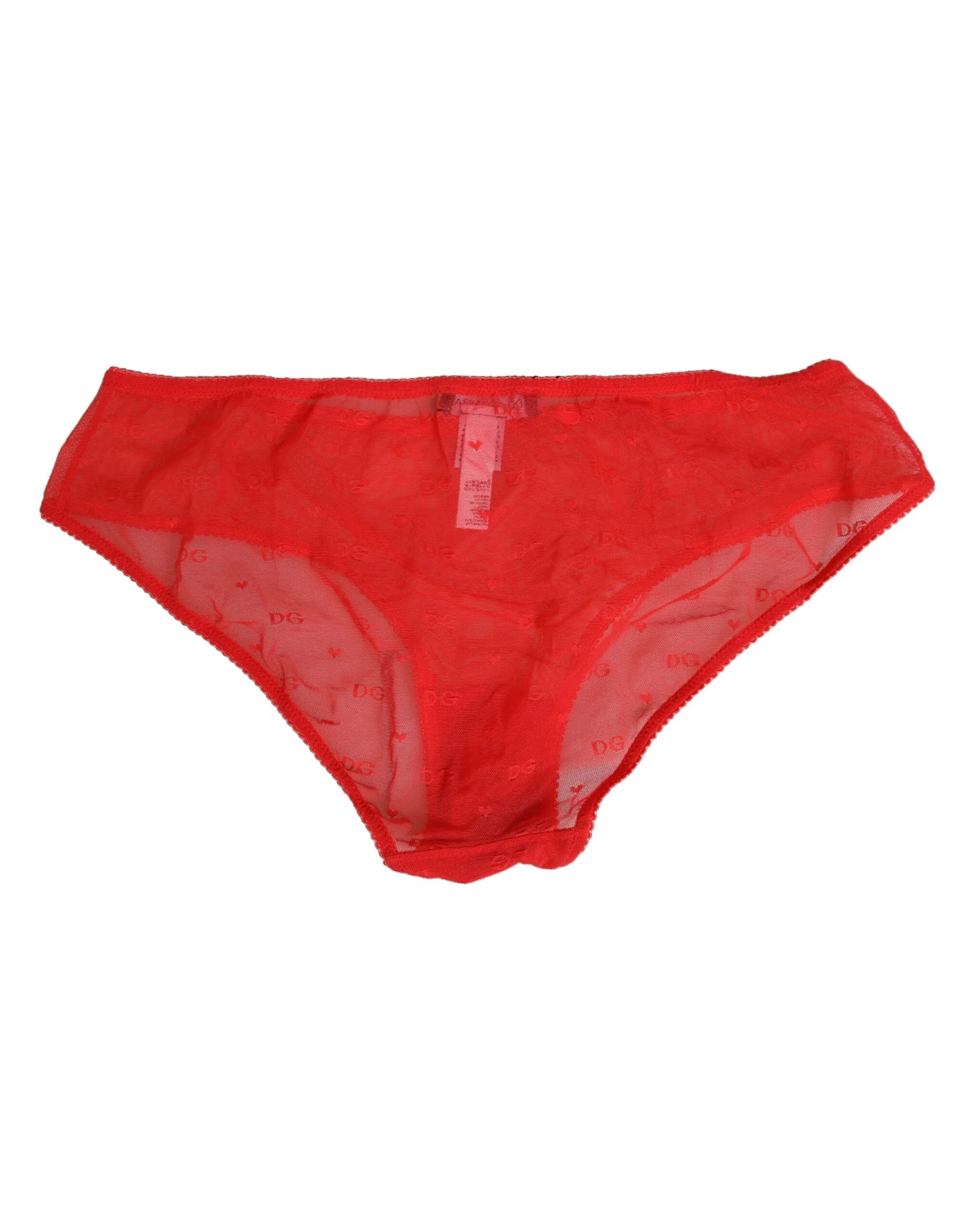 Dolce & Gabbana Red Nylon Sheer Mesh Lace Brief Panty Underwear sold by Siebentaschen product image thumbnail 5