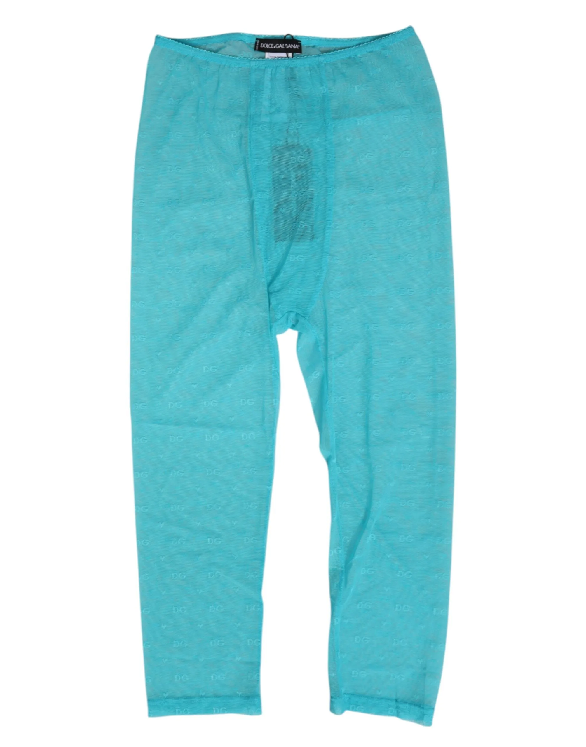 Dolce & Gabbana Light Blue Logo Lace Tight Midi Trouser Underwear sold by Siebentaschen
