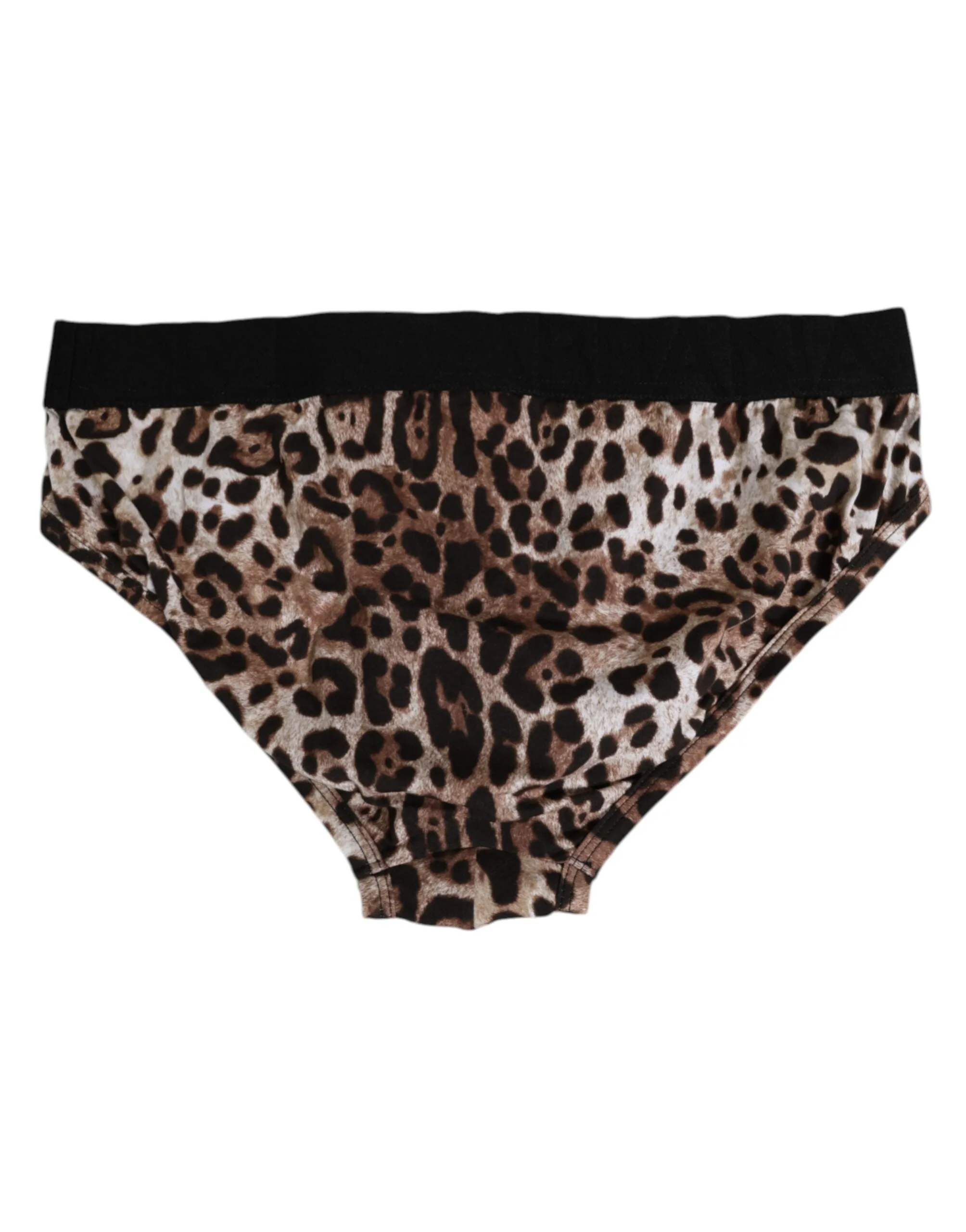 Dolce & Gabbana Brown Cotton Leopard Logo Midi Brief Underwear sold by Siebentaschen product image thumbnail 3