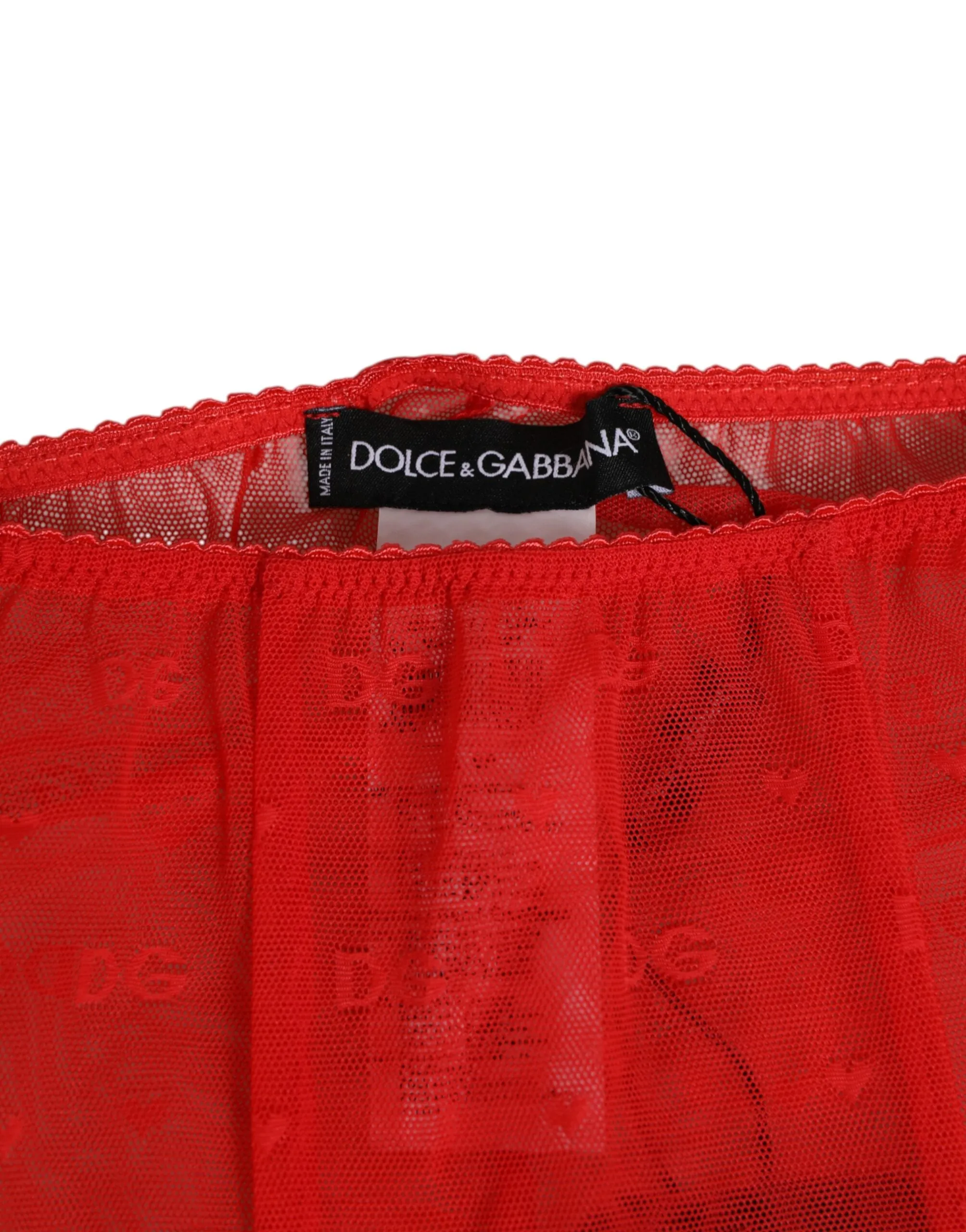 Dolce & Gabbana Red Logo Lace Tight Midi Trousers Underwear sold by Siebentaschen product image thumbnail 4