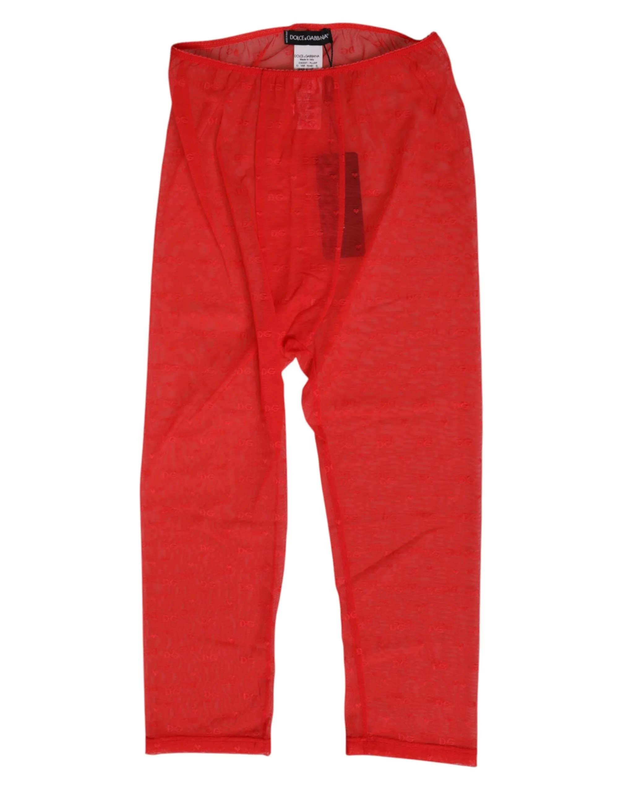 Dolce & Gabbana Red Logo Lace Tight Midi Trousers Underwear sold by Siebentaschen