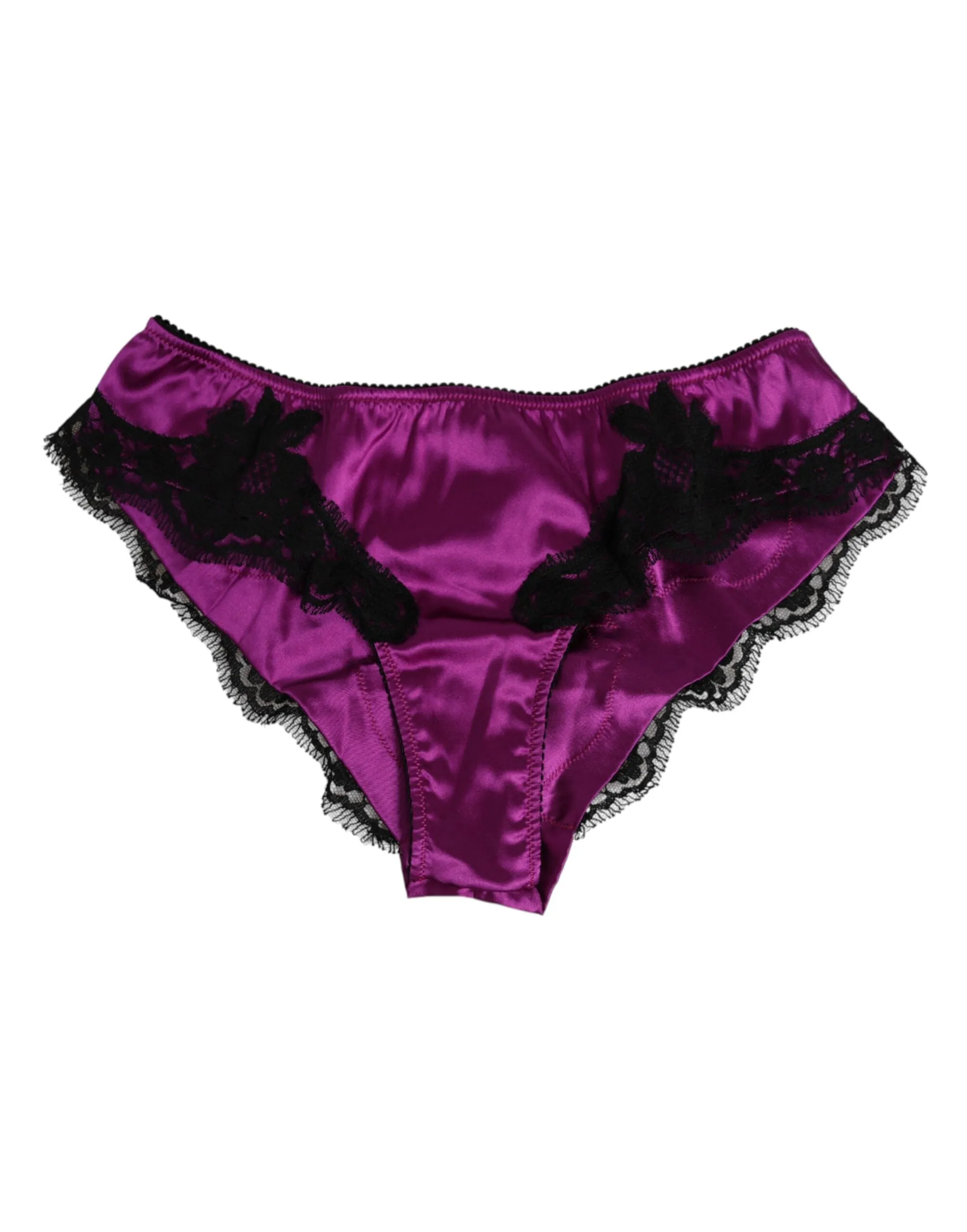 Dolce & Gabbana Purple Silk Satin Floral Lace Panty Brief Underwear sold by Siebentaschen product image thumbnail 2