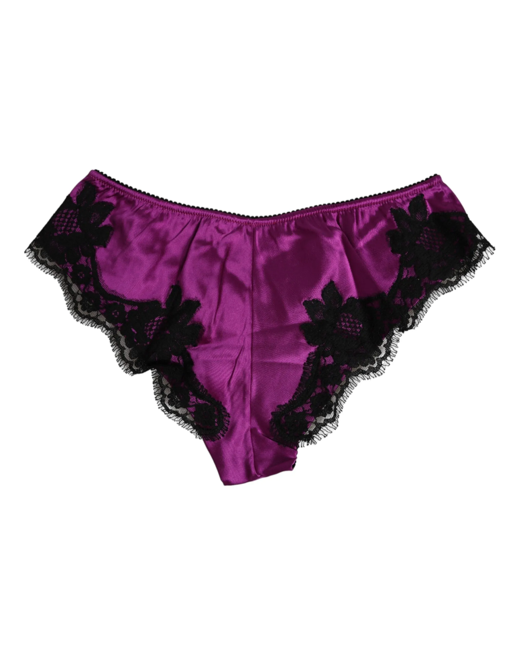 Dolce & Gabbana Purple Silk Satin Floral Lace Panty Brief Underwear sold by Siebentaschen product image thumbnail 4