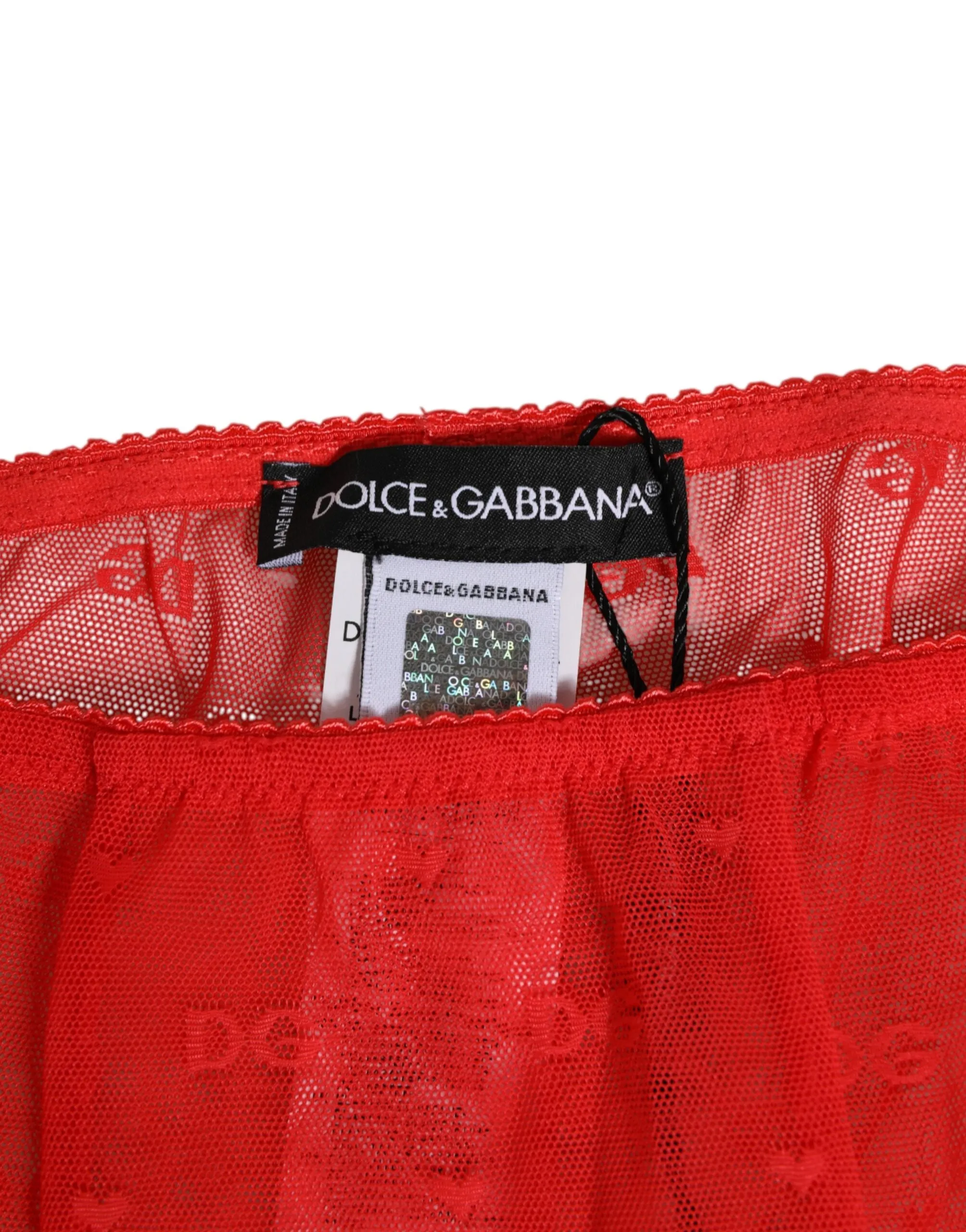Dolce & Gabbana Red Nylon Logo Lace Leggings Pants Underwear sold by Siebentaschen product image thumbnail 4