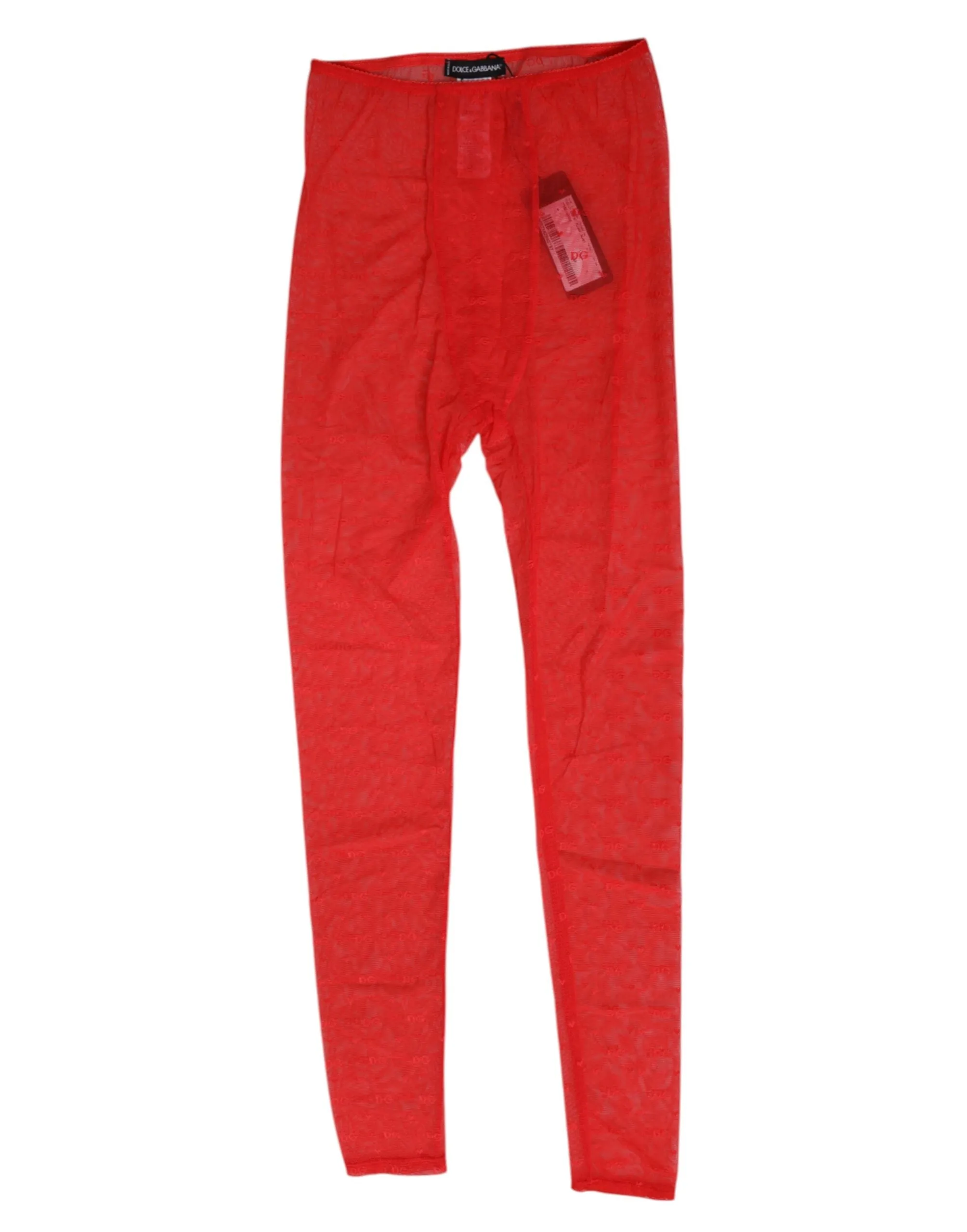Dolce & Gabbana Red Nylon Logo Lace Leggings Pants Underwear sold by Siebentaschen