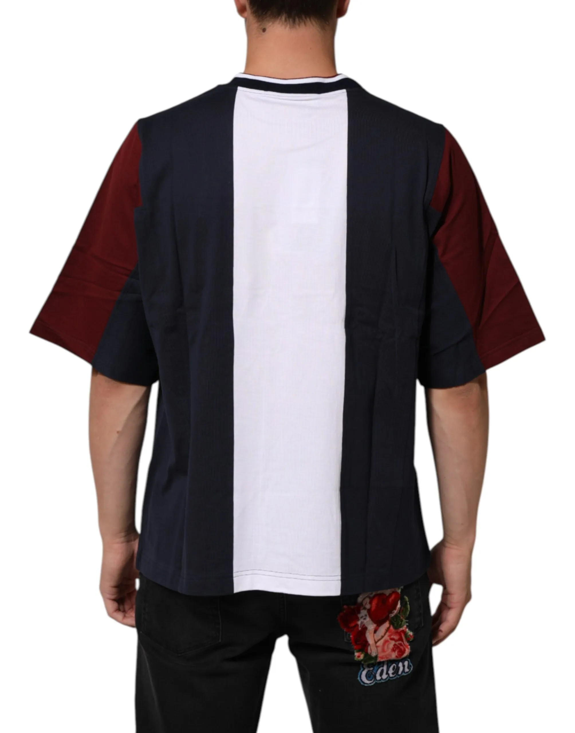 Dolce & Gabbana Multicolor Striped Cotton Men Crew Neck T-shirt sold by Siebentaschen product image thumbnail 4