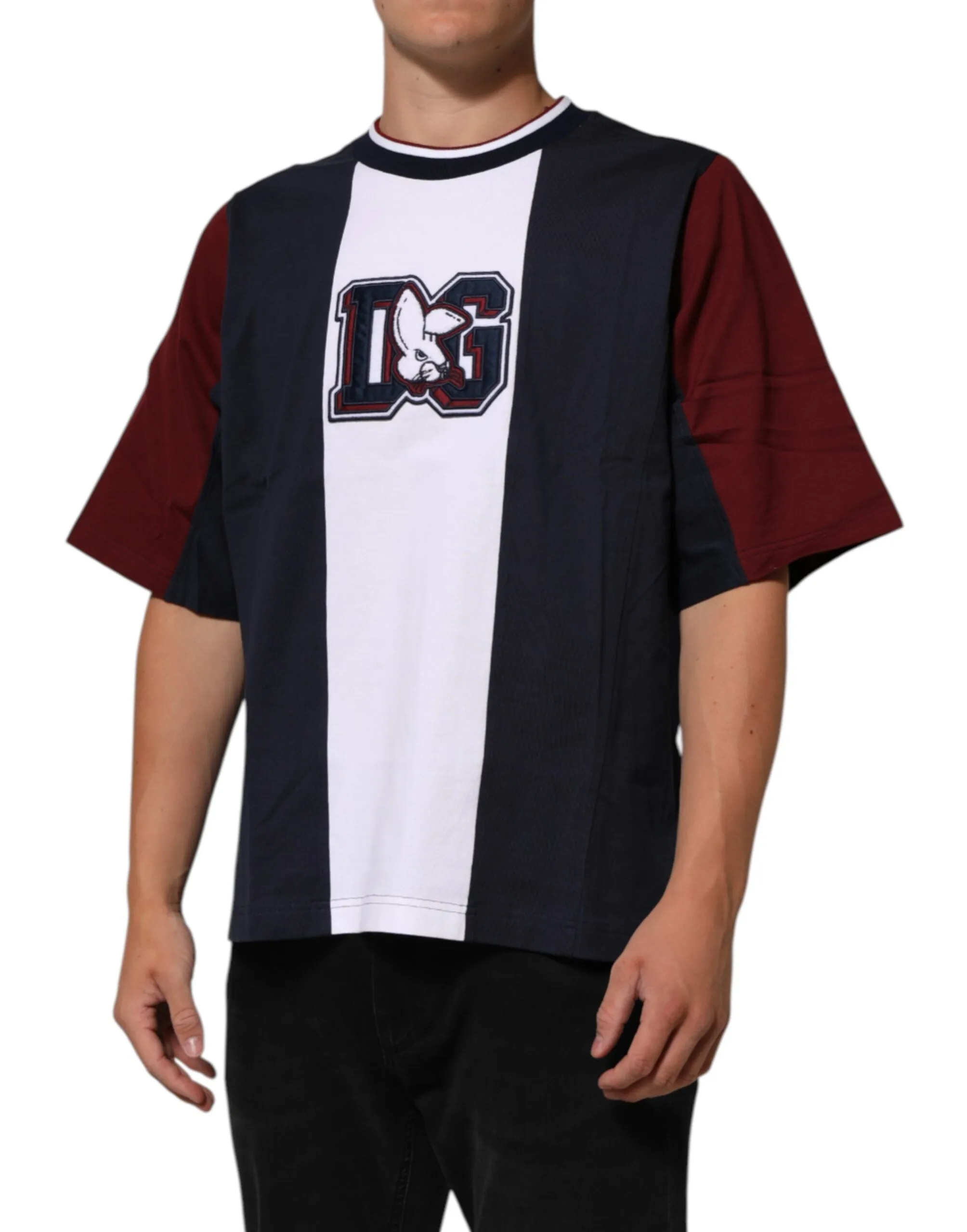 Dolce & Gabbana Multicolor Striped Cotton Men Crew Neck T-shirt sold by Siebentaschen product image thumbnail 3