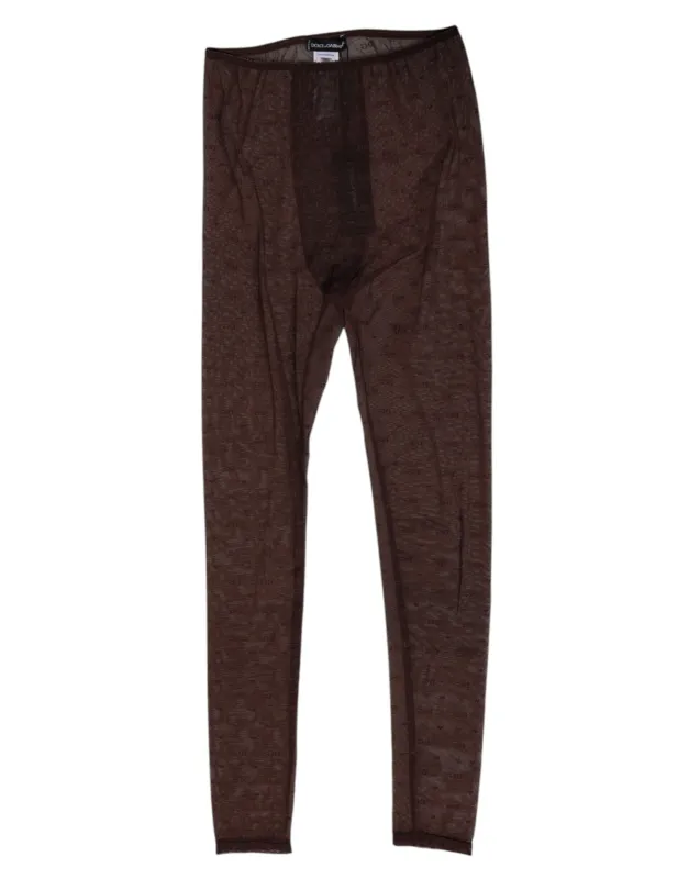 Dolce & Gabbana Brown Nylon Logo Lace Leggings Pants Underwear sold by Siebentaschen