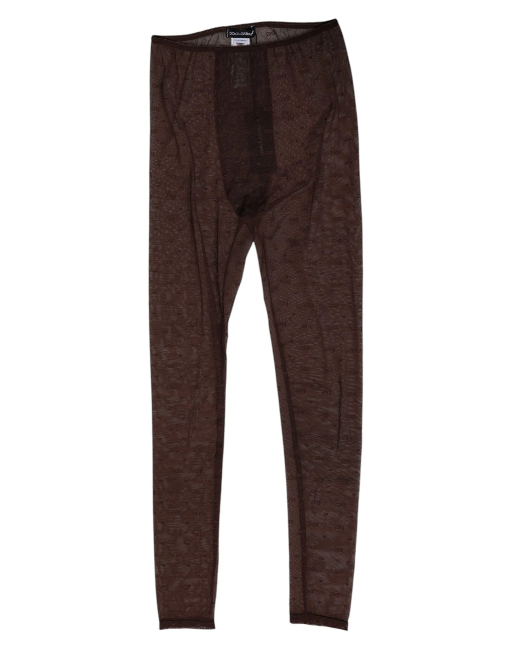 Dolce & Gabbana Brown Nylon Logo Lace Leggings Pants Underwear sold by Siebentaschen