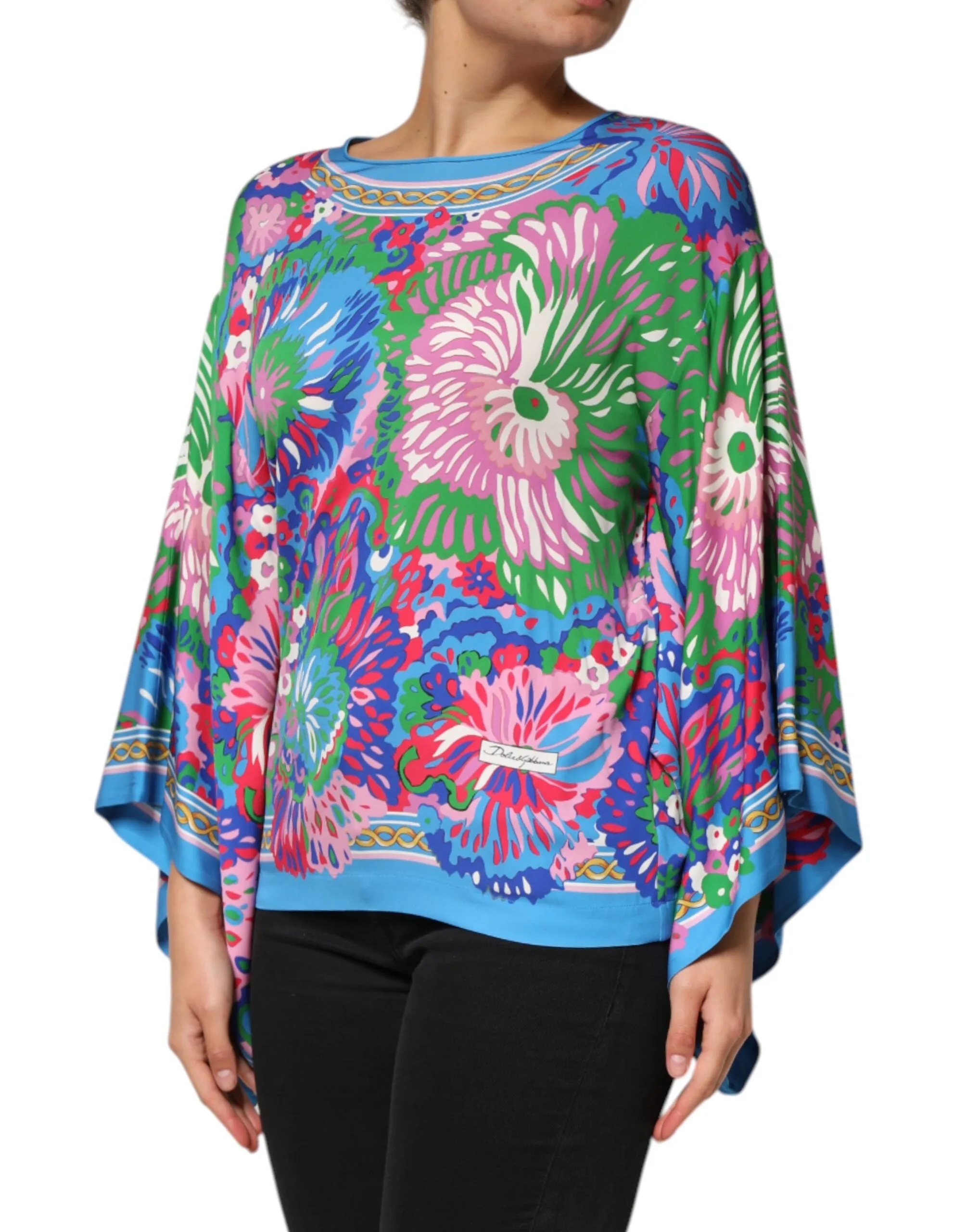 Dolce & Gabbana Multicolor Floral Printed Tunic Blouse Top sold by Siebentaschen product image thumbnail 3