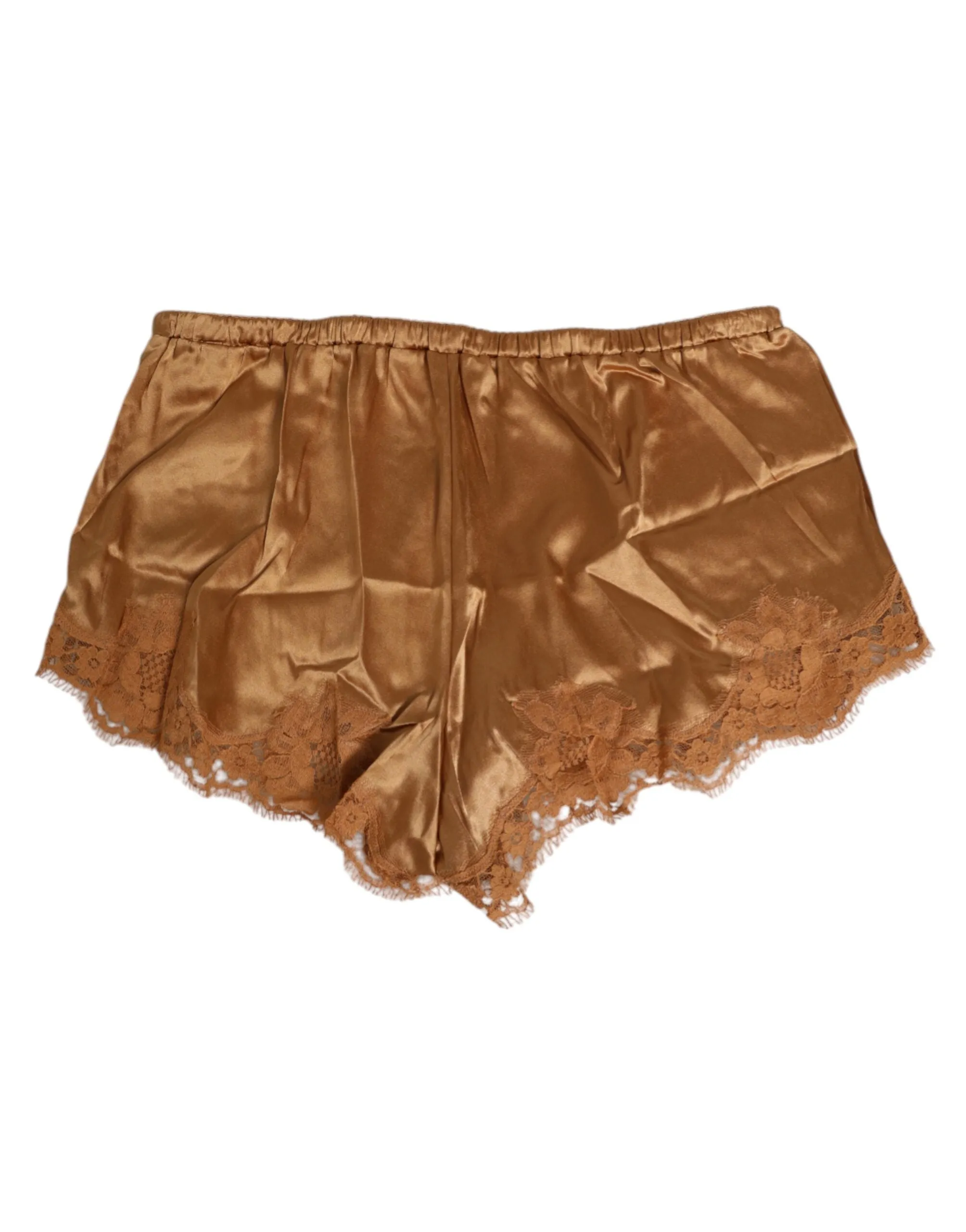 Dolce & Gabbana Brown Silk Satin Floral Lace Shorts Underwear sold by Siebentaschen product image thumbnail 5