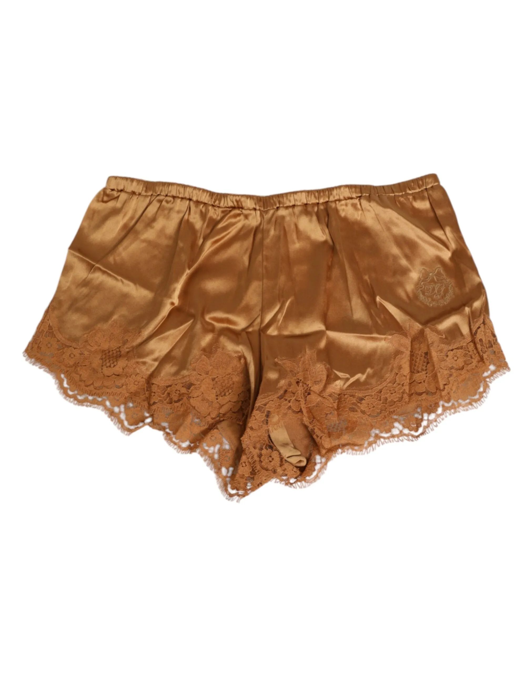 Dolce & Gabbana Brown Silk Satin Floral Lace Shorts Underwear sold by Siebentaschen product image thumbnail 2