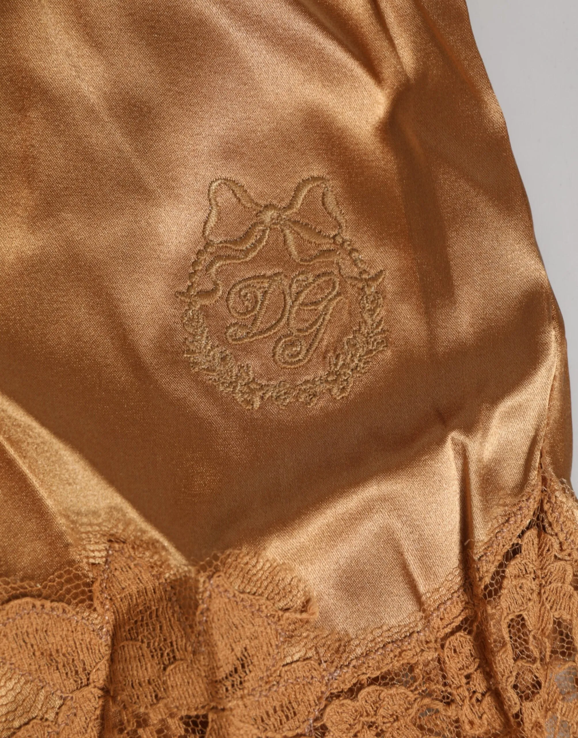 Dolce & Gabbana Brown Silk Satin Floral Lace Shorts Underwear sold by Siebentaschen product image thumbnail 3