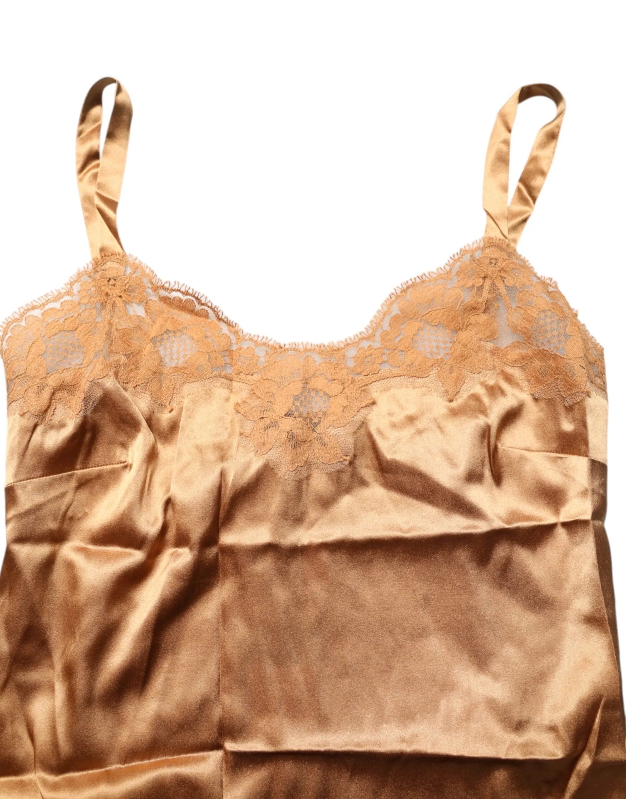 Dolce & Gabbana Brown Floral Lace Silk Satin Tank Lingerie Underwear sold by Siebentaschen product image thumbnail 5