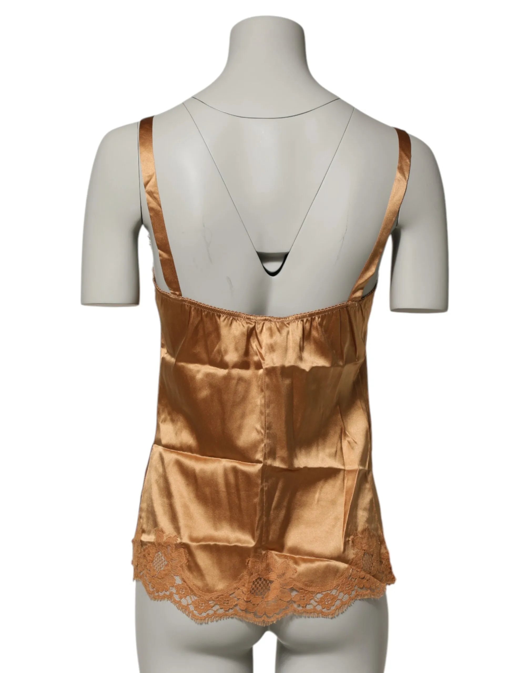 Dolce & Gabbana Brown Floral Lace Silk Satin Tank Lingerie Underwear sold by Siebentaschen product image thumbnail 4
