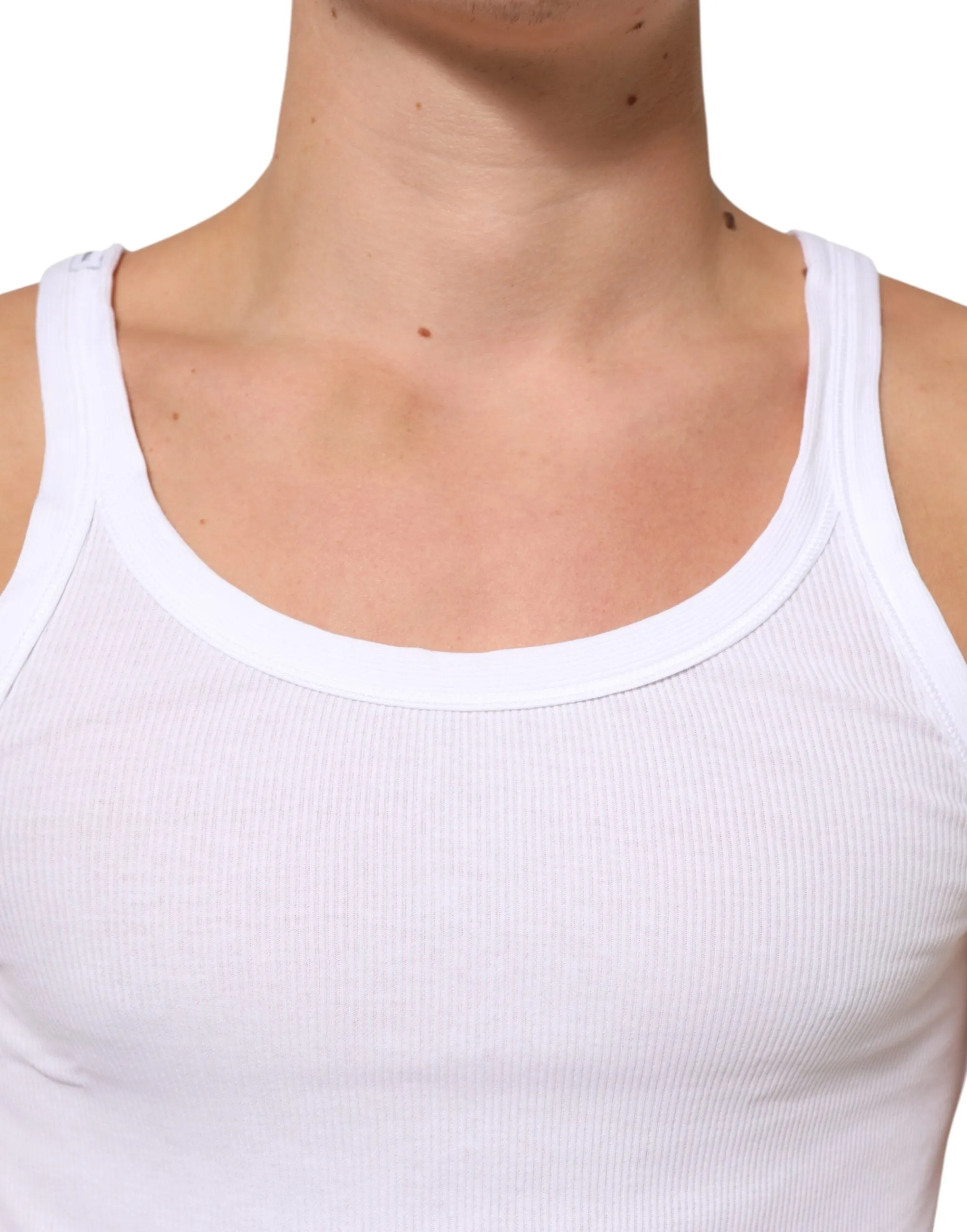 Dolce & Gabbana White Sleeveless Round Neck Tank Top T-shirt sold by Siebentaschen product image thumbnail 5