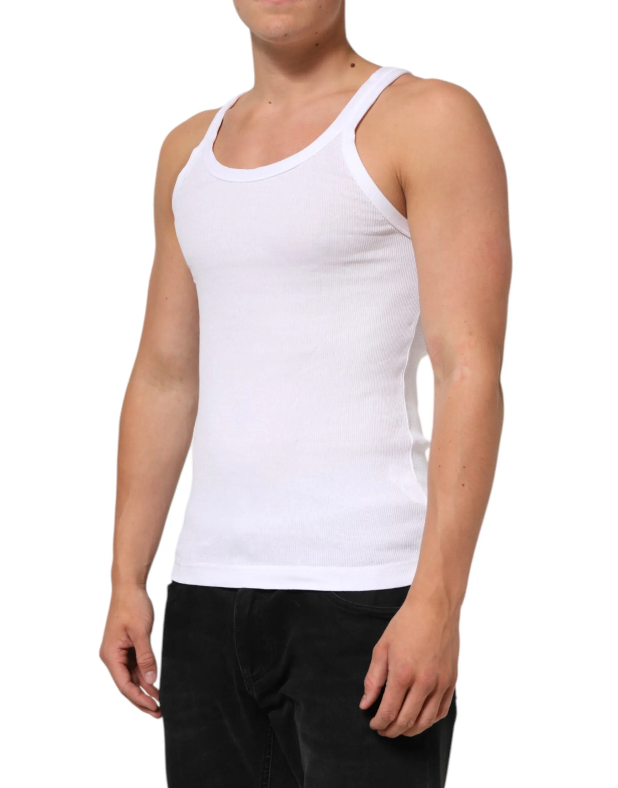 Dolce & Gabbana White Sleeveless Round Neck Tank Top T-shirt sold by Siebentaschen product image thumbnail 3