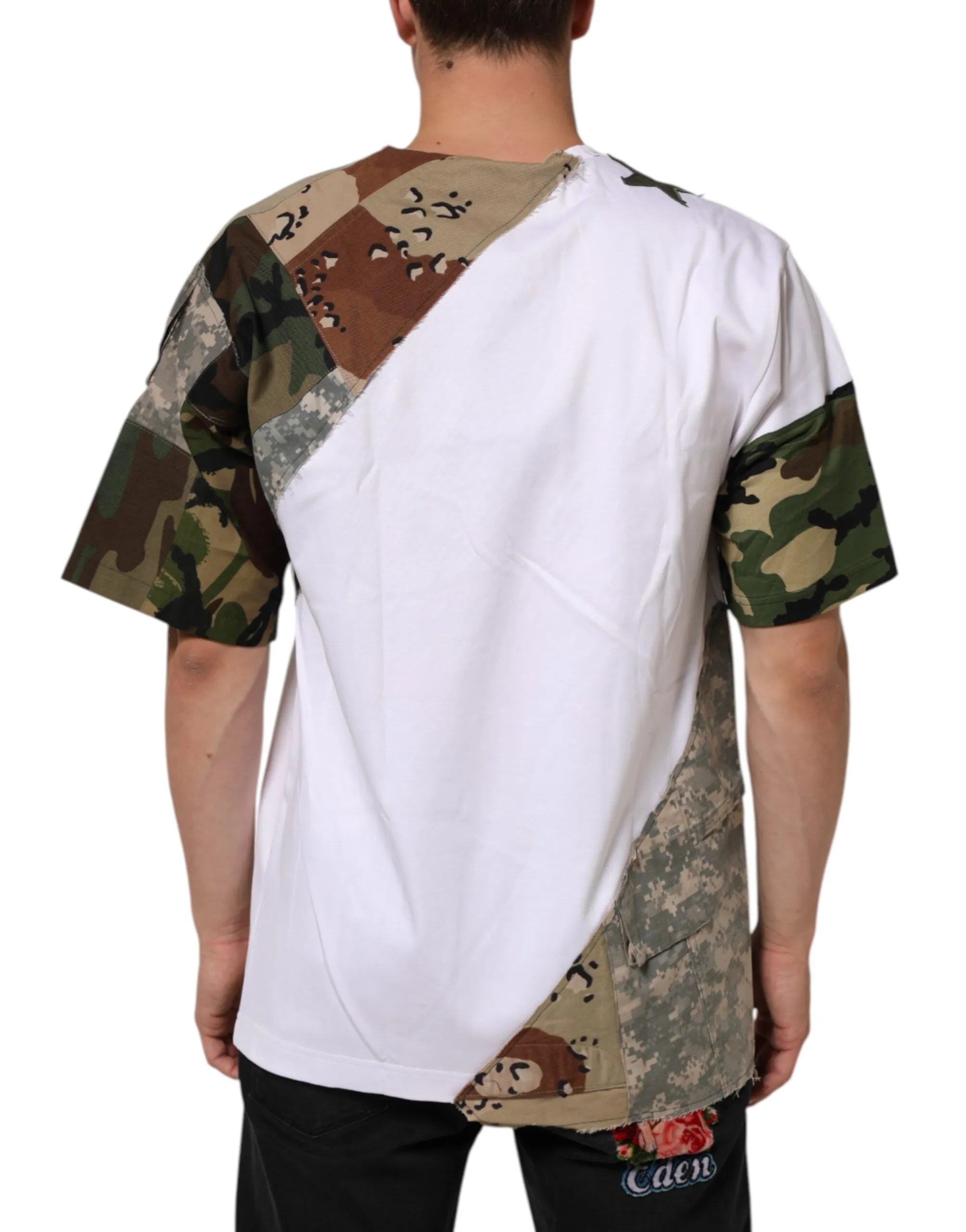 Dolce & Gabbana White Camouflage Patckwork Men Cotton T-shirt sold by Siebentaschen product image thumbnail 4