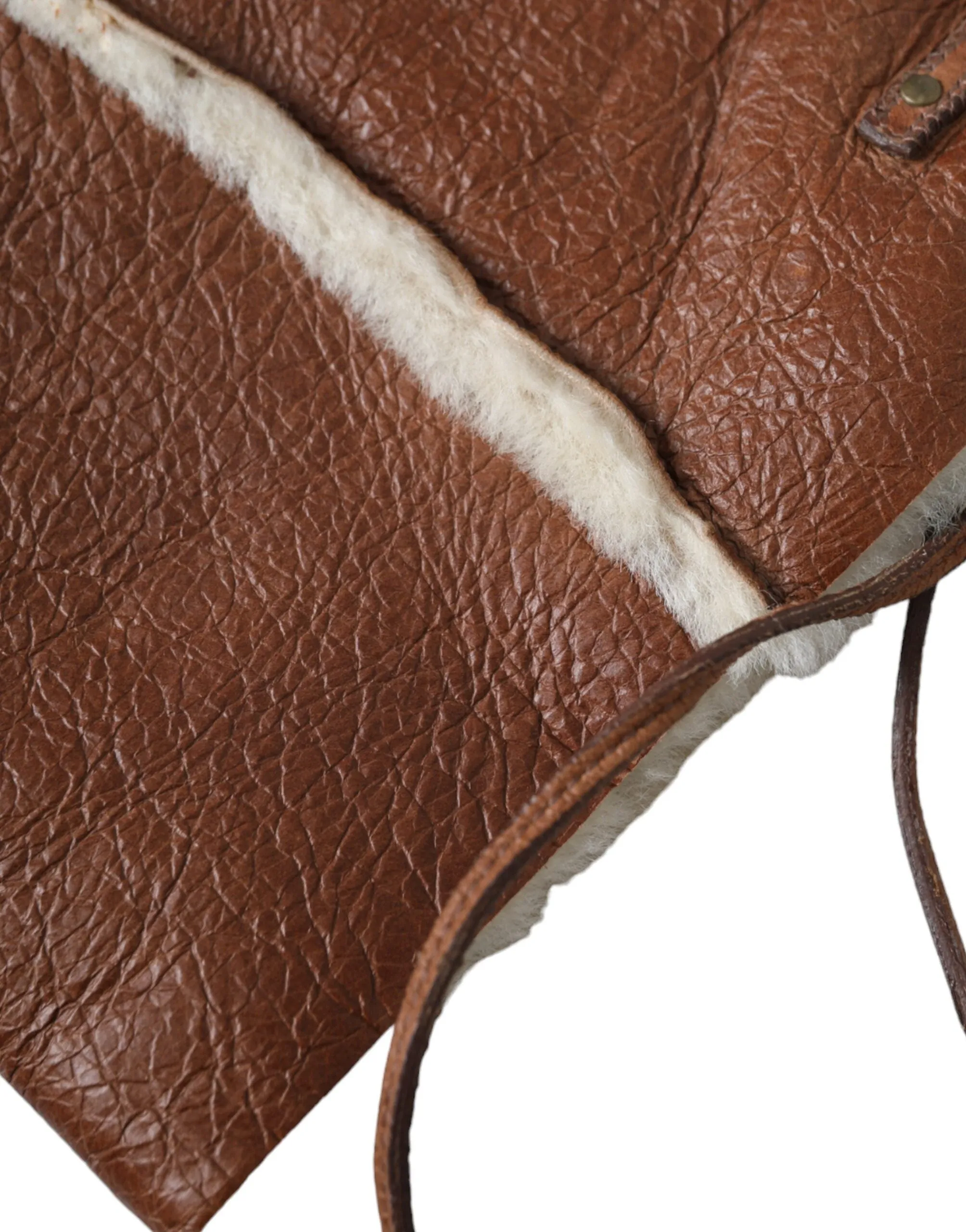 Miu Miu Brown Leather Fur Inner Lining Neck Strap WinterFleece Handwarmer sold by Siebentaschen product image thumbnail 3
