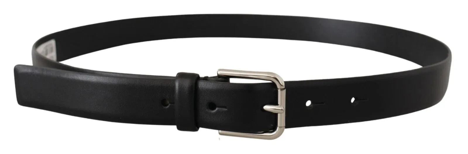 Dolce & Gabbana Black Calf Leather Silver Tone Logo Buckle Belt sold by Siebentaschen product image thumbnail 3