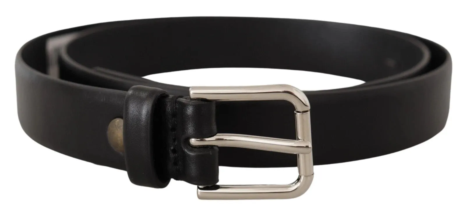 Dolce & Gabbana Black Calf Leather Silver Tone Logo Buckle Belt sold by Siebentaschen product image thumbnail 4