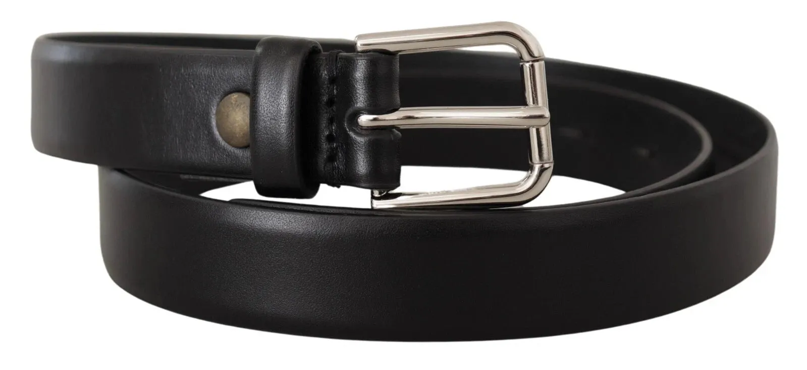 Dolce & Gabbana Black Calf Leather Silver Tone Logo Buckle Belt sold by Siebentaschen product image thumbnail 2