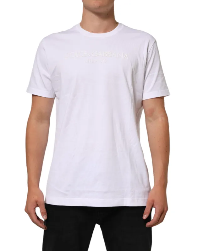 Dolce & Gabbana White Cotton Crew Neck Short Sleeves T-shirt sold by Siebentaschen