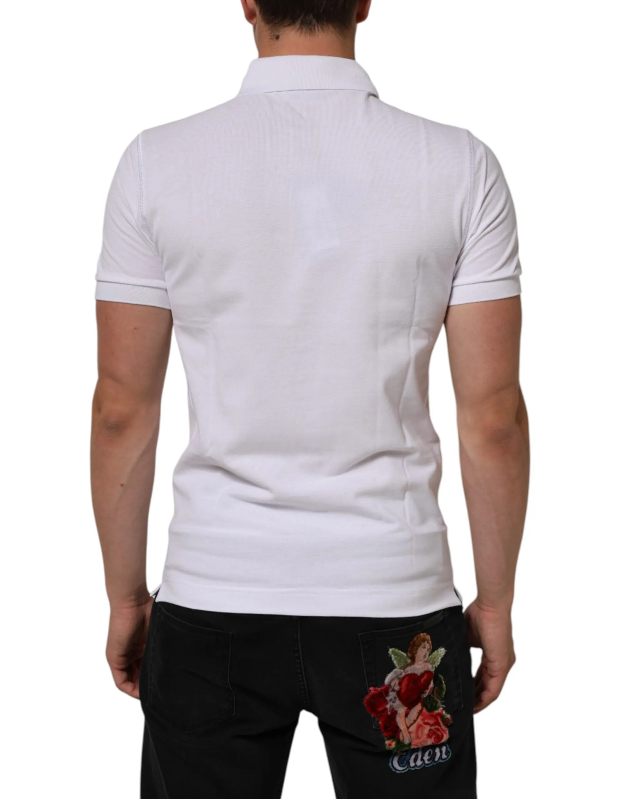 Dolce & Gabbana White Collared Short Sleeves Polo Men T-shirt sold by Siebentaschen product image thumbnail 4