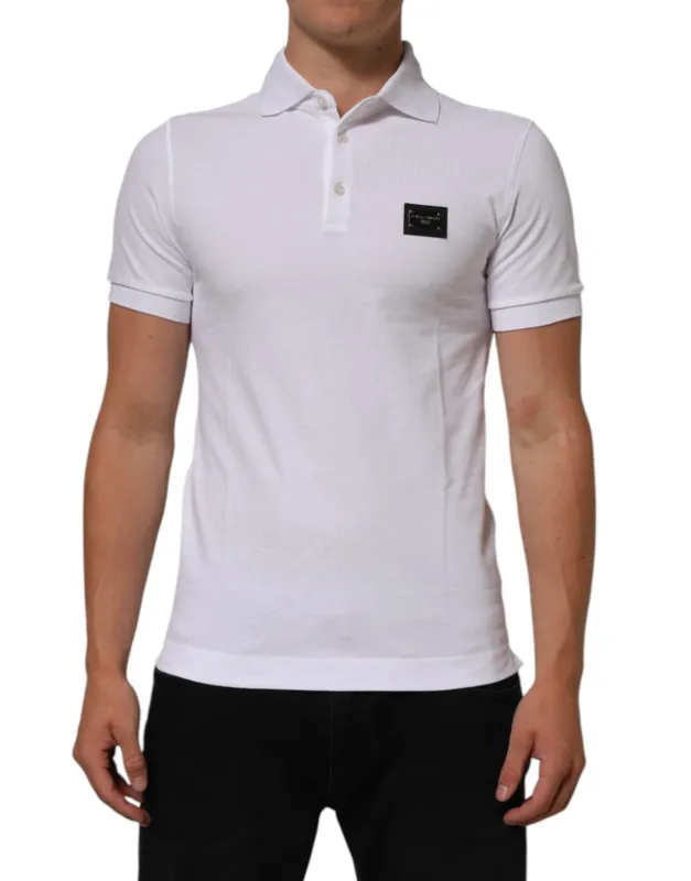 Dolce & Gabbana White Collared Short Sleeves Polo Men T-shirt sold by Siebentaschen