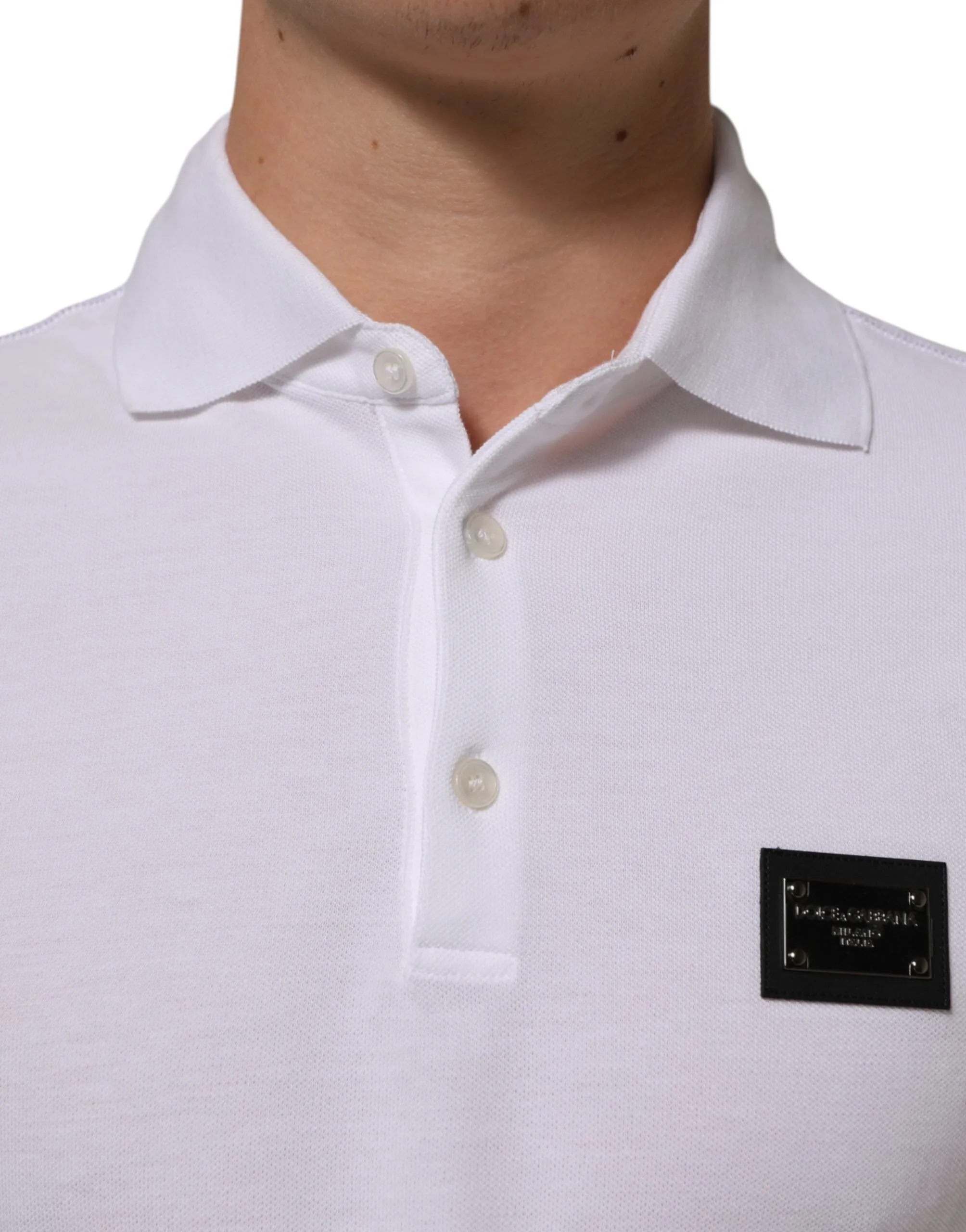 Dolce & Gabbana White Collared Short Sleeves Polo Men T-shirt sold by Siebentaschen product image thumbnail 5
