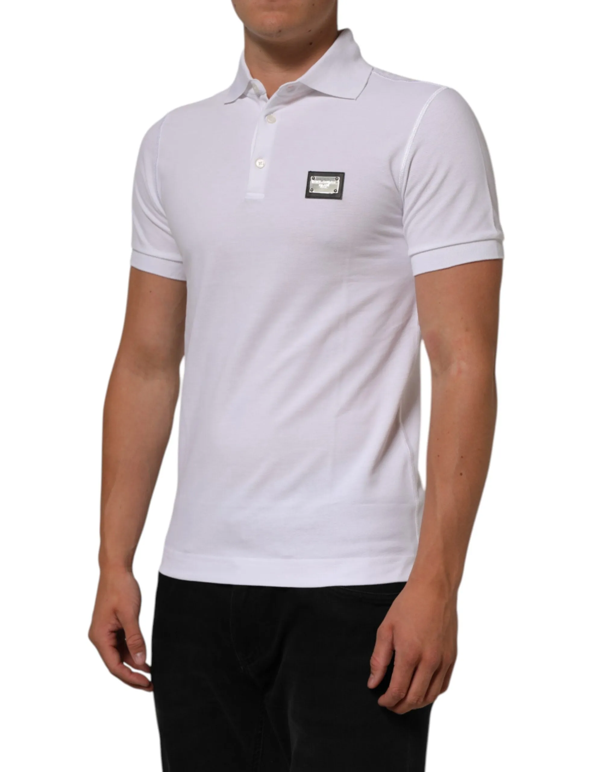 Dolce & Gabbana White Collared Short Sleeves Polo Men T-shirt sold by Siebentaschen product image thumbnail 3