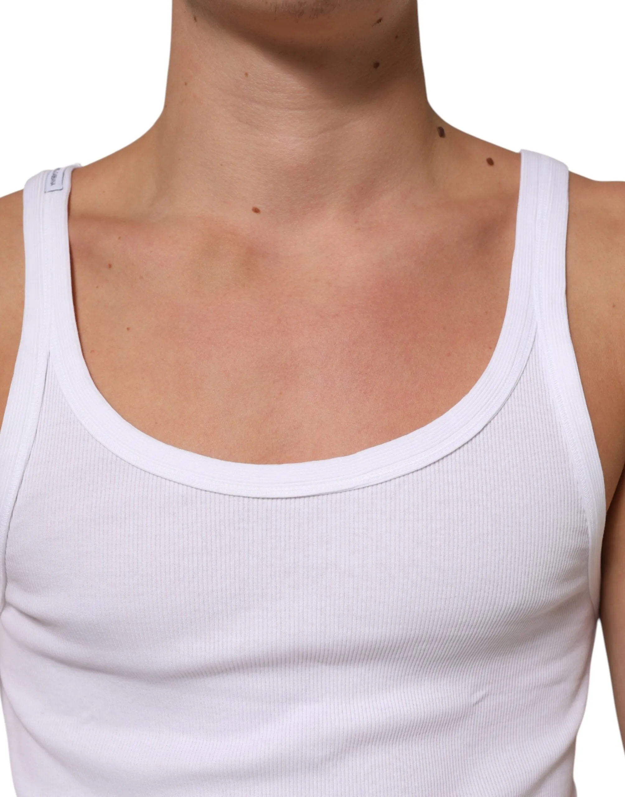 Dolce & Gabbana White Sleeveless Round Neck Tank Top T-shirt sold by Siebentaschen product image thumbnail 5