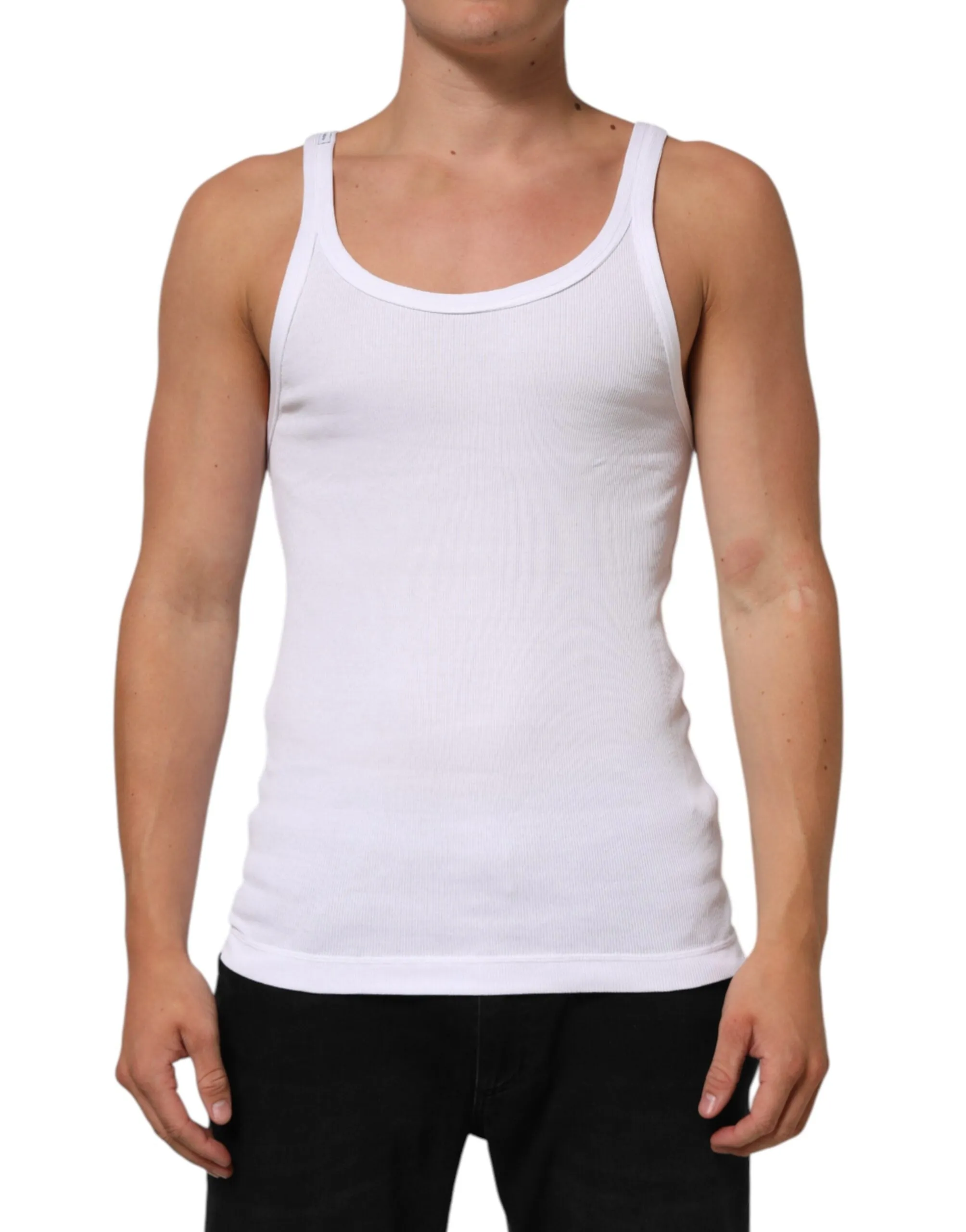 Dolce & Gabbana White Sleeveless Round Neck Tank Top T-shirt sold by Siebentaschen product image thumbnail 2