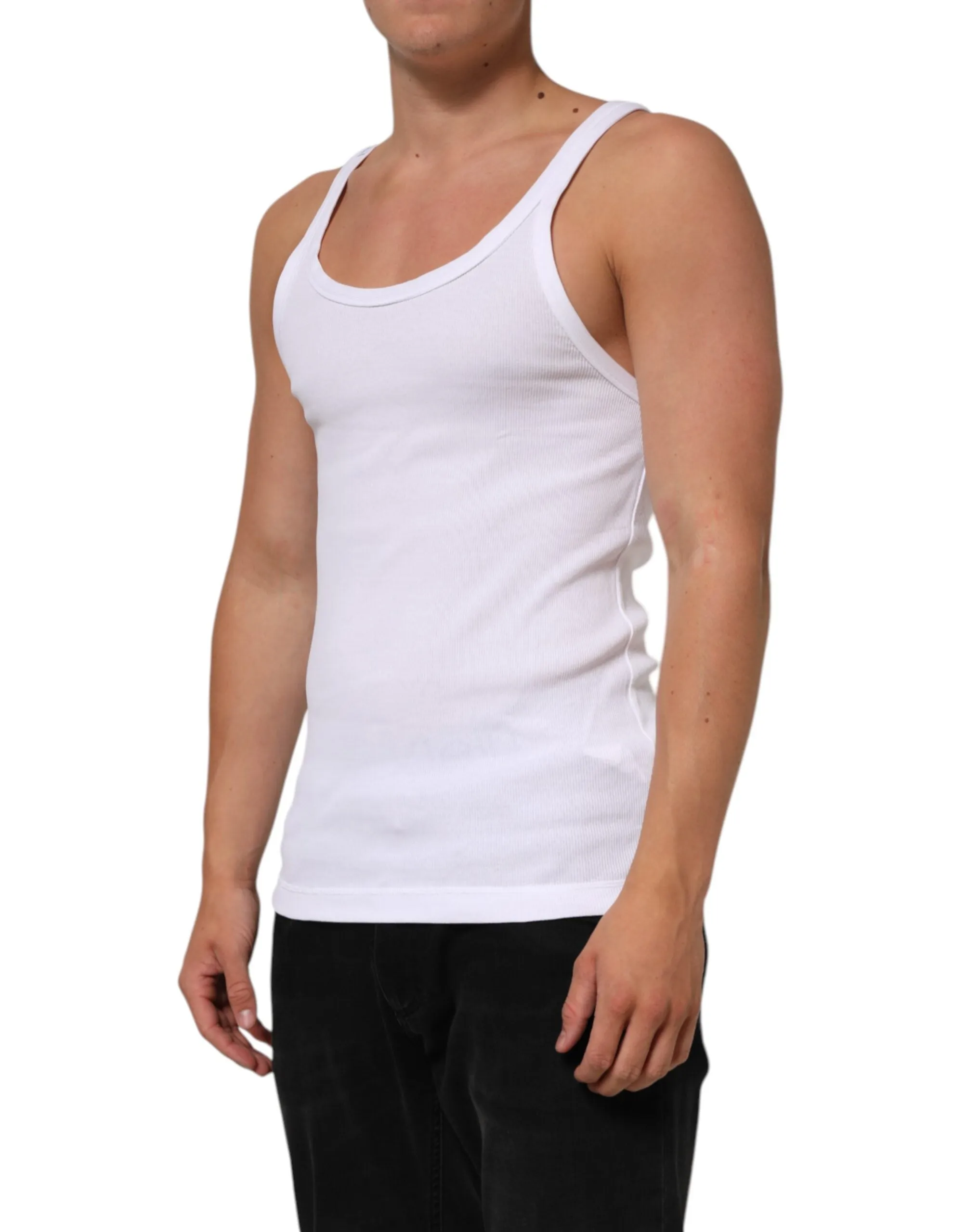 Dolce & Gabbana White Sleeveless Round Neck Tank Top T-shirt sold by Siebentaschen product image thumbnail 3