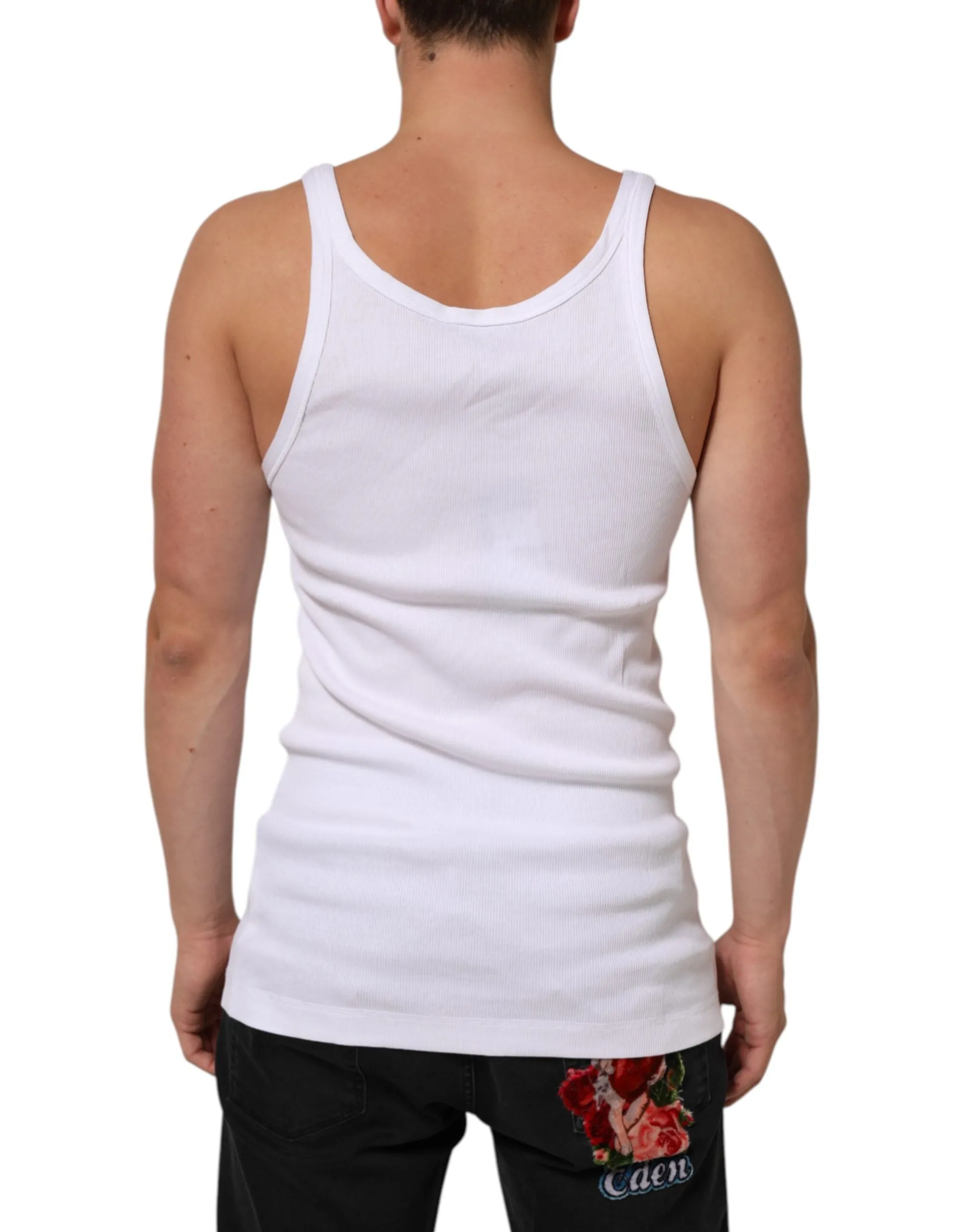 Dolce & Gabbana White Sleeveless Round Neck Tank Top T-shirt sold by Siebentaschen product image thumbnail 4