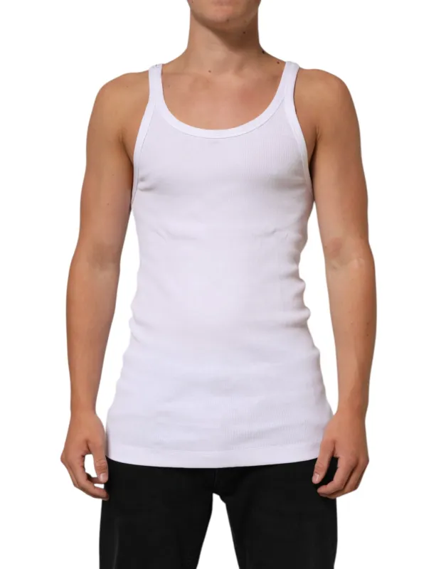 Dolce & Gabbana White Sleeveless Round Neck Tank Top T-shirt sold by Siebentaschen