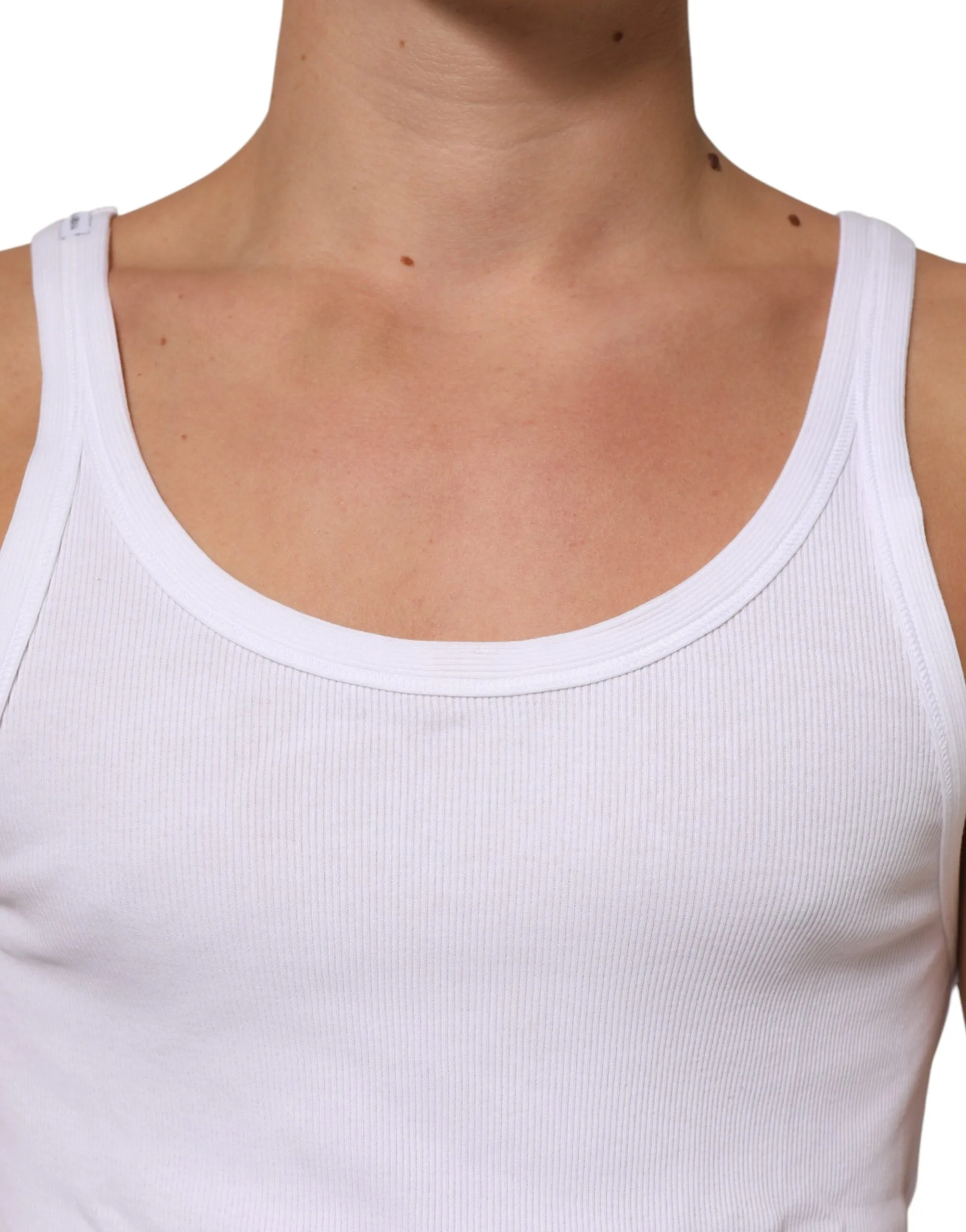 Dolce & Gabbana White Sleeveless Round Neck Tank Top T-shirt sold by Siebentaschen product image thumbnail 5