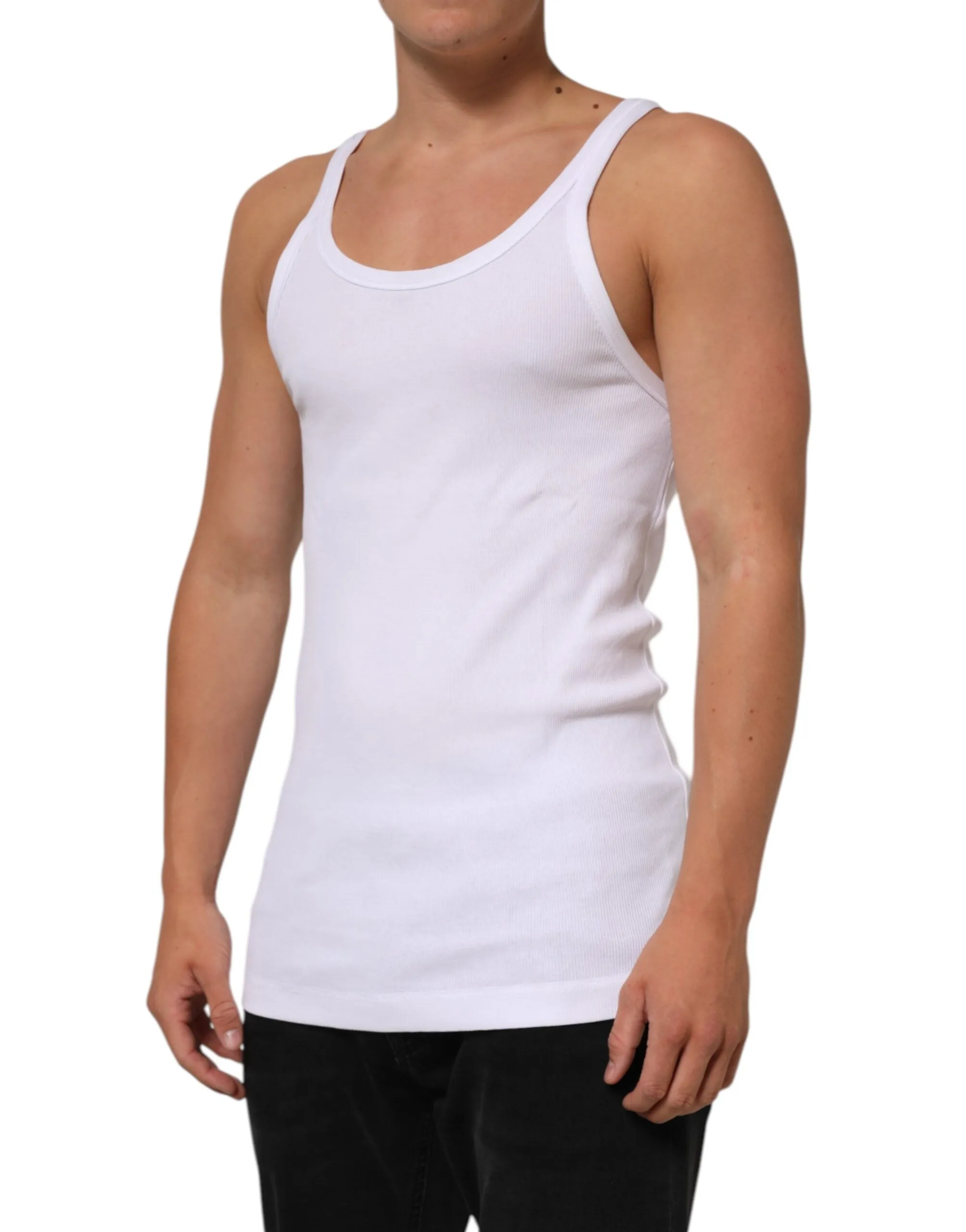 Dolce & Gabbana White Sleeveless Round Neck Tank Top T-shirt sold by Siebentaschen product image thumbnail 3