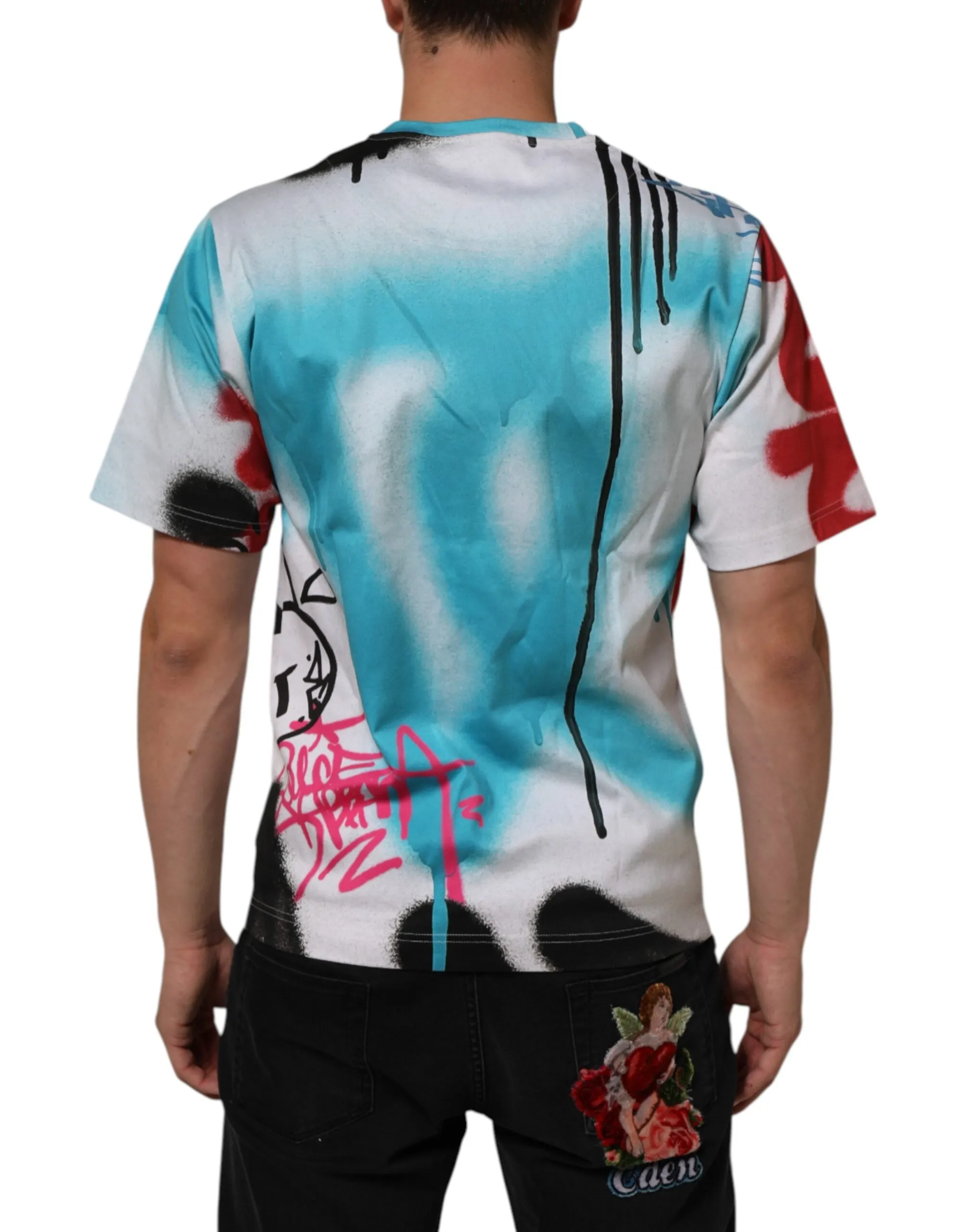 Dolce & Gabbana White Graffiti Crew Neck Short Sleeves T-shirt sold by Siebentaschen product image thumbnail 4