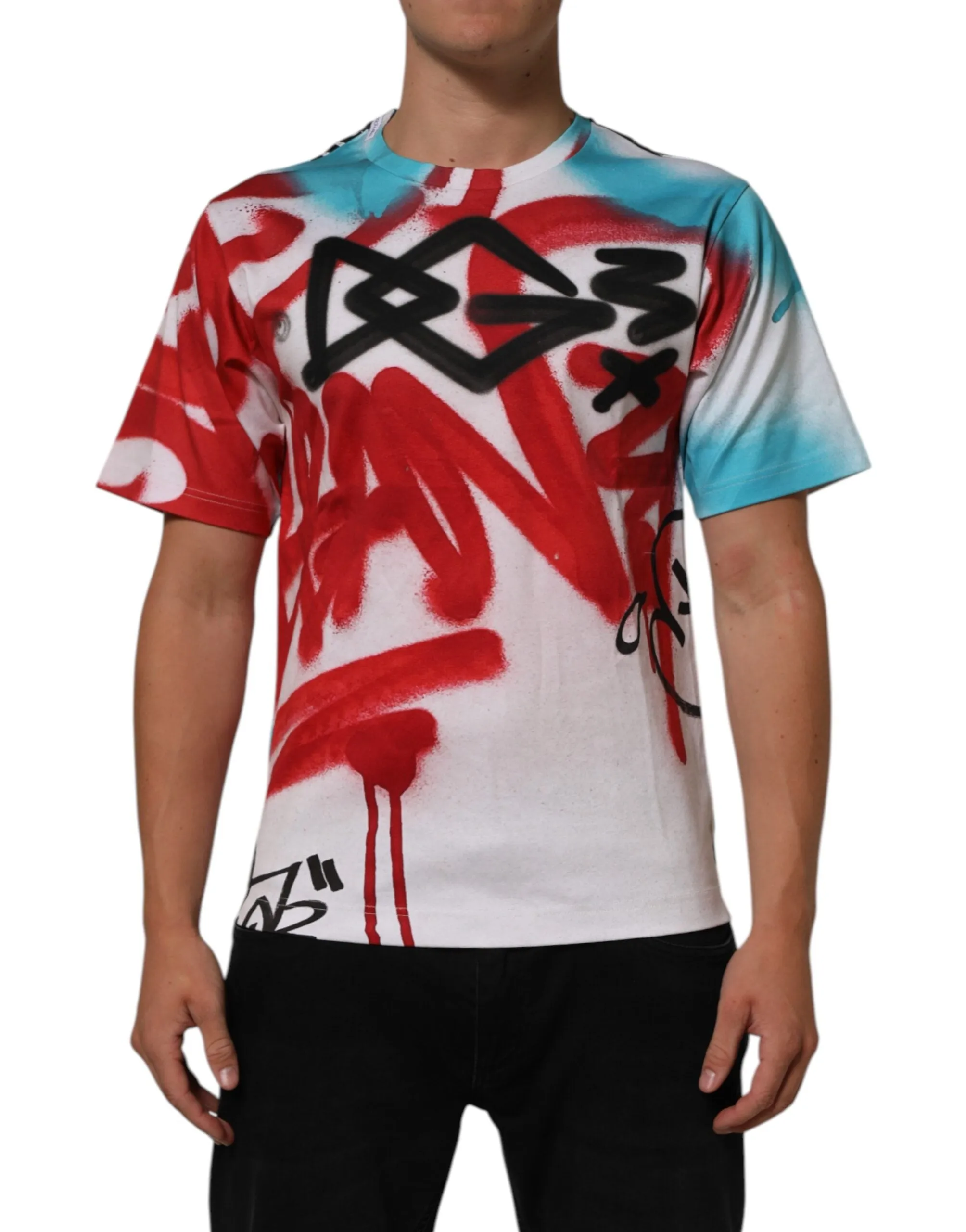Dolce & Gabbana White Graffiti Crew Neck Short Sleeves T-shirt sold by Siebentaschen