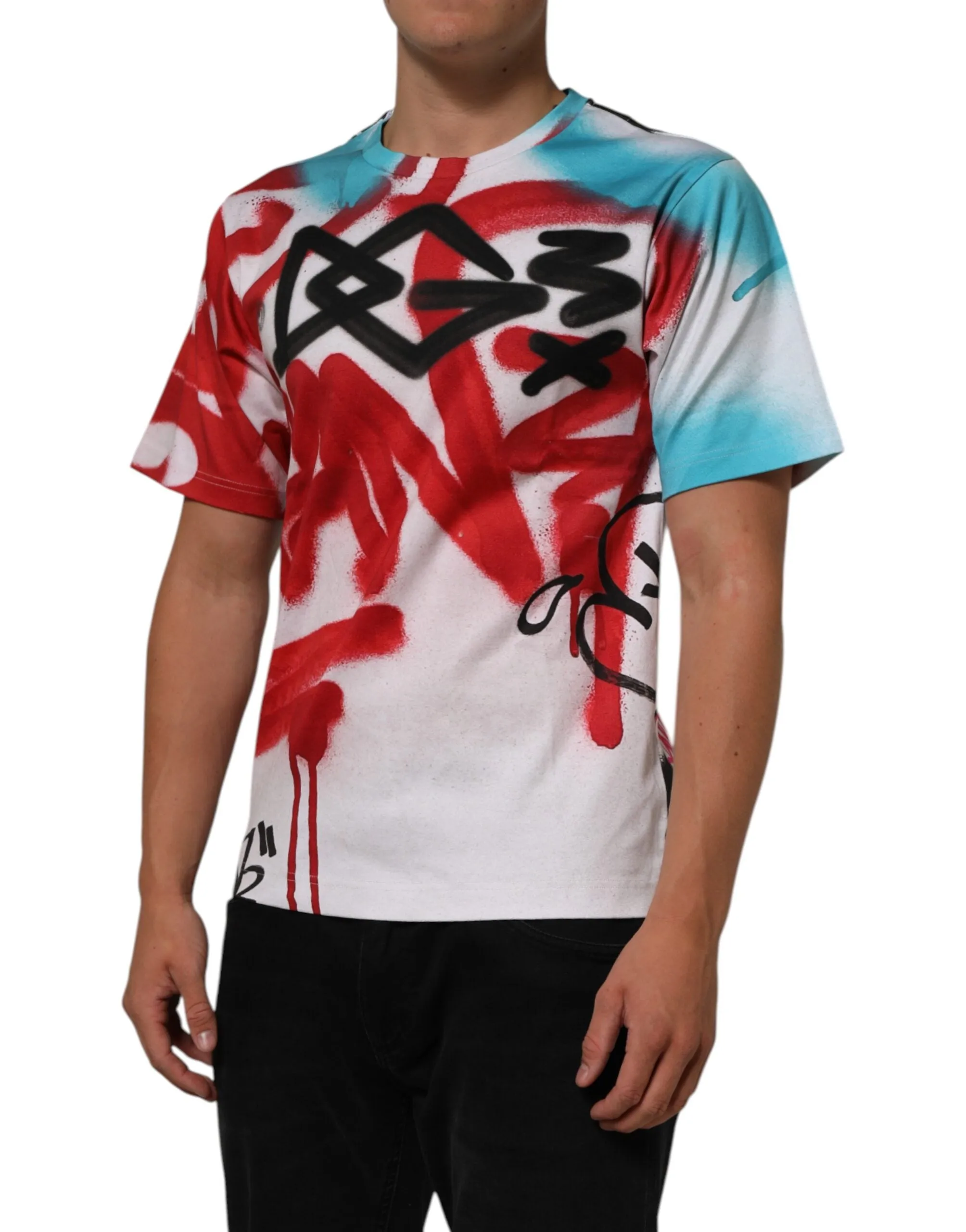 Dolce & Gabbana White Graffiti Crew Neck Short Sleeves T-shirt sold by Siebentaschen product image thumbnail 3