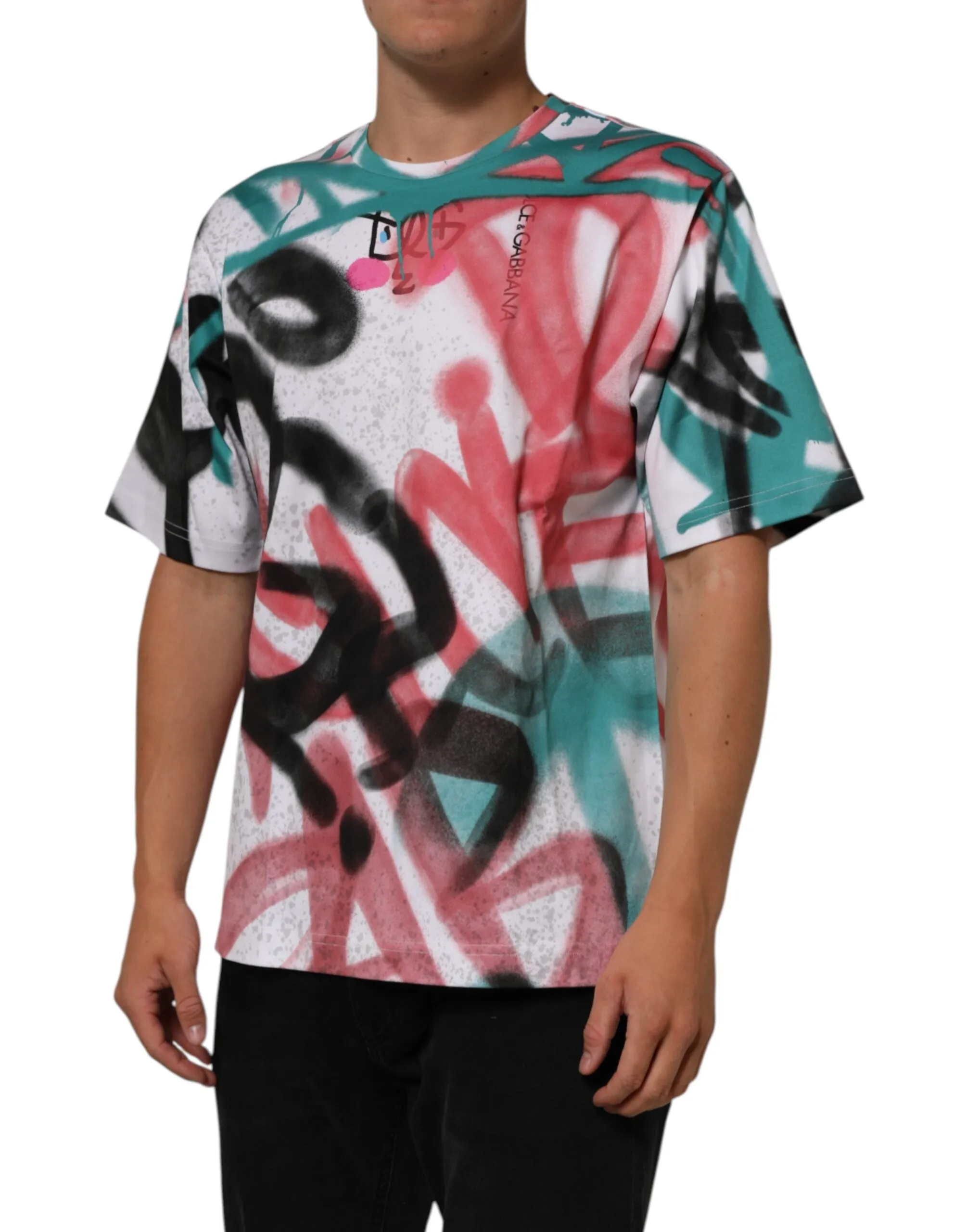 Dolce & Gabbana White Graffiti Crew Neck Short Sleeves T-shirt sold by Siebentaschen product image thumbnail 3